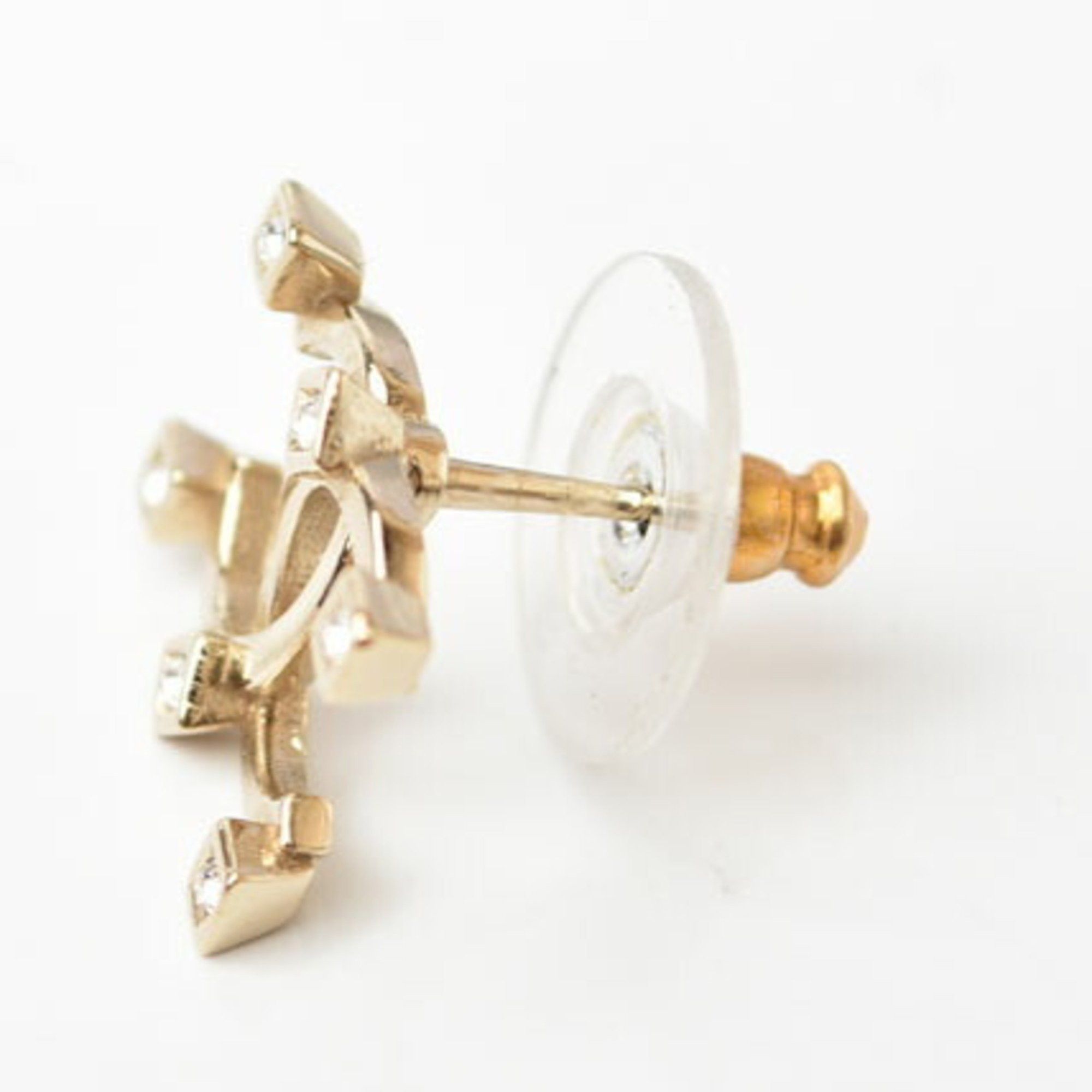 Chanel Chanel Earrings CHANEL CC Mark Rhinestone Gold Size ONE SIZE - 3 Thumbnail