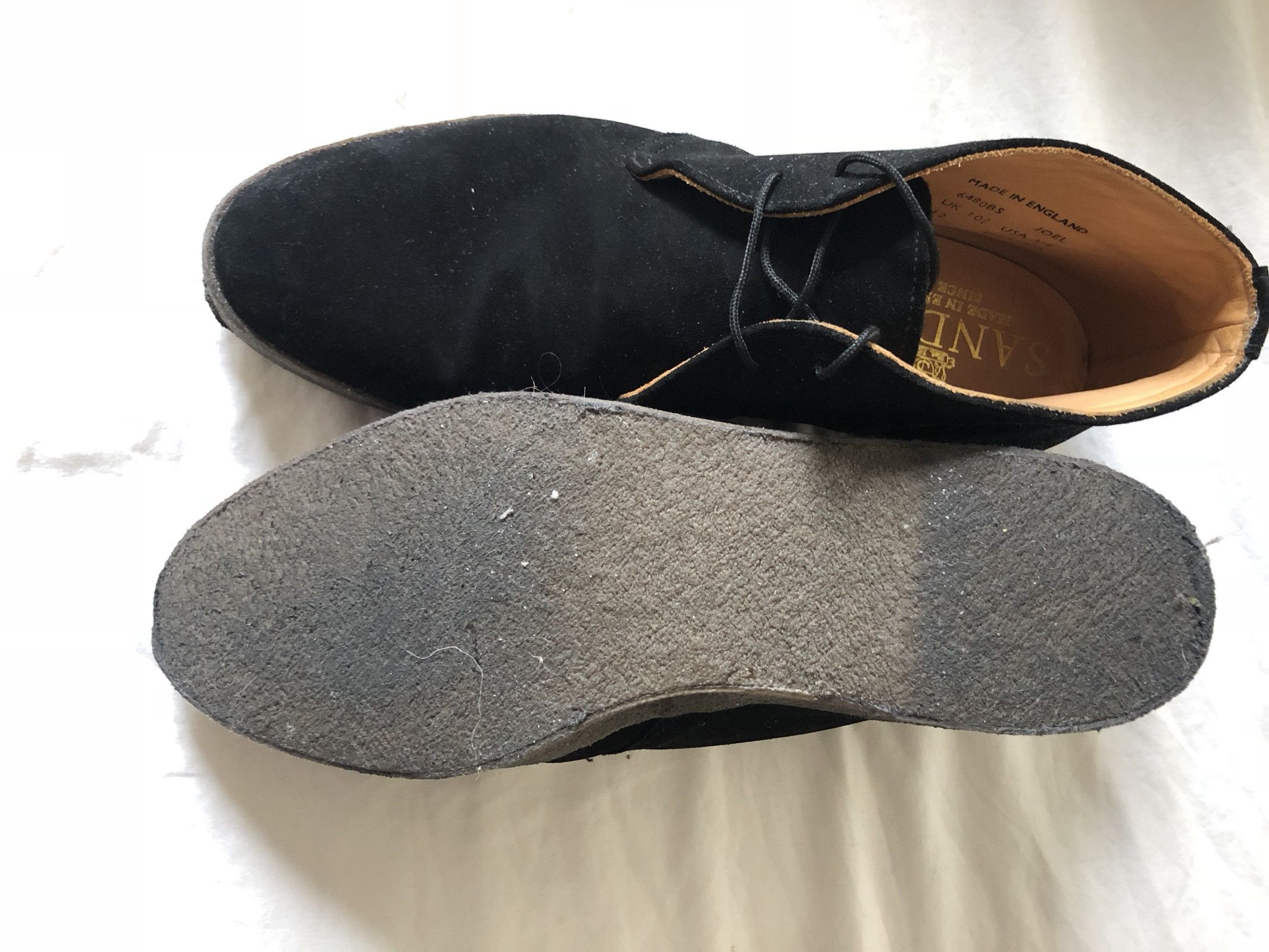 Sanders Black Suede Playboy Chukka Boot On Crepe Sole Size US 11.5 / EU 44-45 - 4 Thumbnail