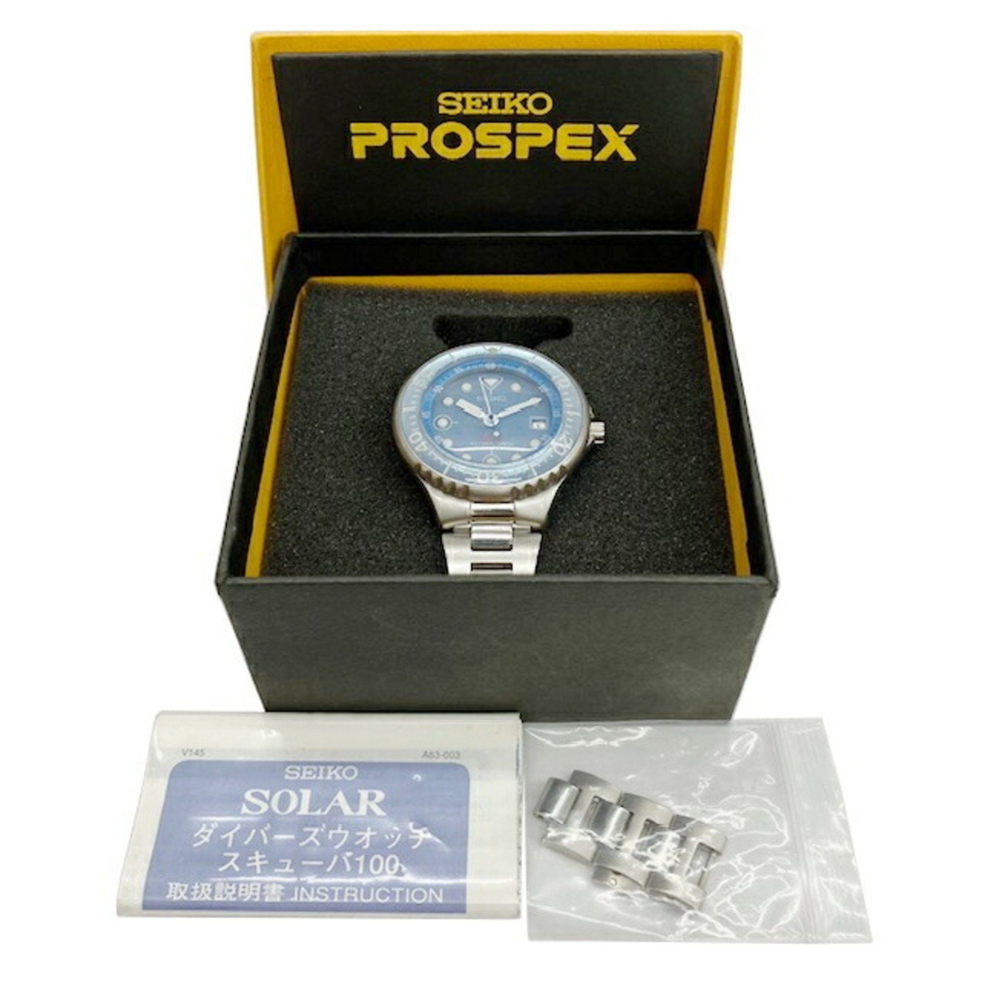 Seiko SEIKO Diver Watch SS Solar V145 OH40 Quartz Wristwatch Men s Grailed