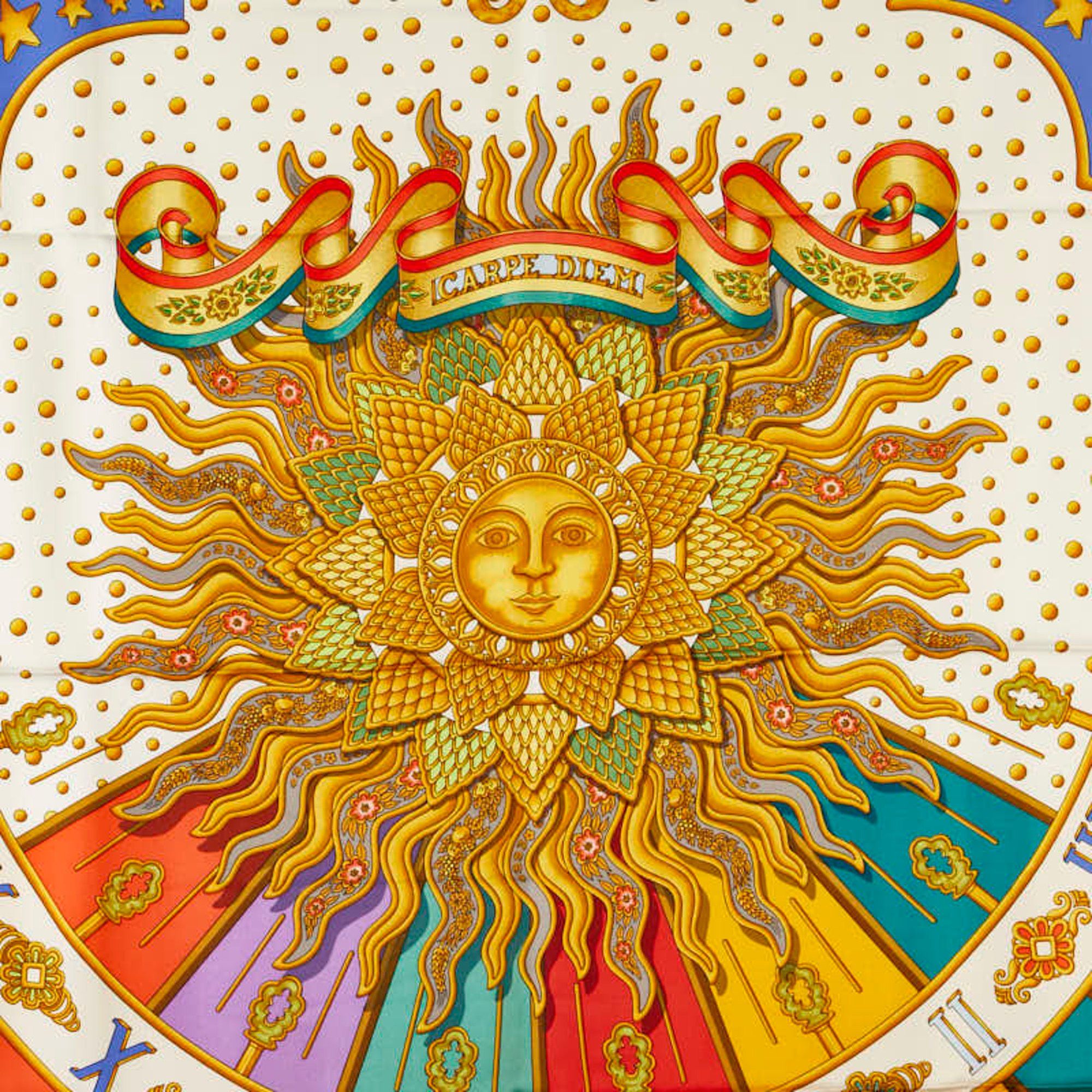 HERMES CARPE DIEM スカーフ　激レア Hermes Hermes Carre 90 CARPE DIEM Enjoy Today Sun Moon Stars