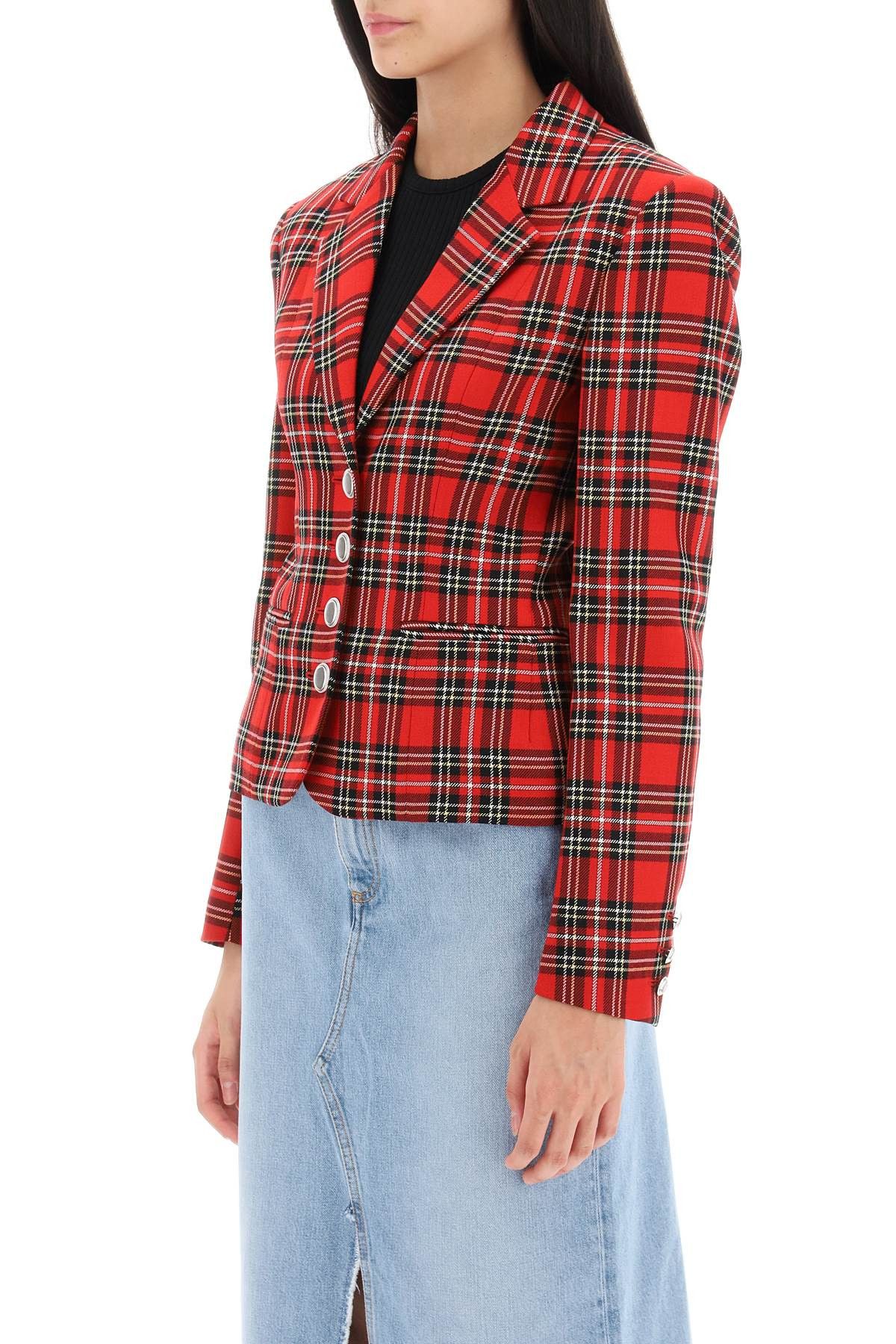 Alessandra Rich ALESSANDRA RICH Wool Single-Breasted Jacket With Tartan Motif Size S / US 4 / IT 40 - 4 Thumbnail