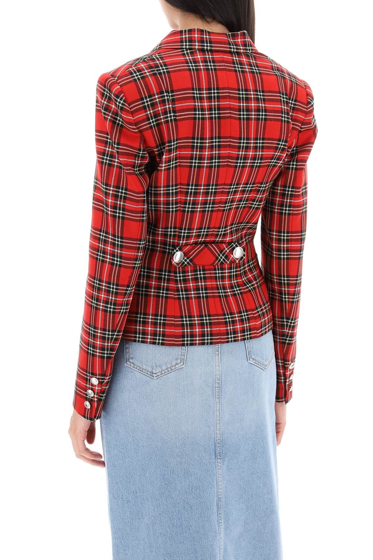 Alessandra Rich ALESSANDRA RICH Wool Single-Breasted Jacket With Tartan Motif Size S / US 4 / IT 40 - 3 Thumbnail