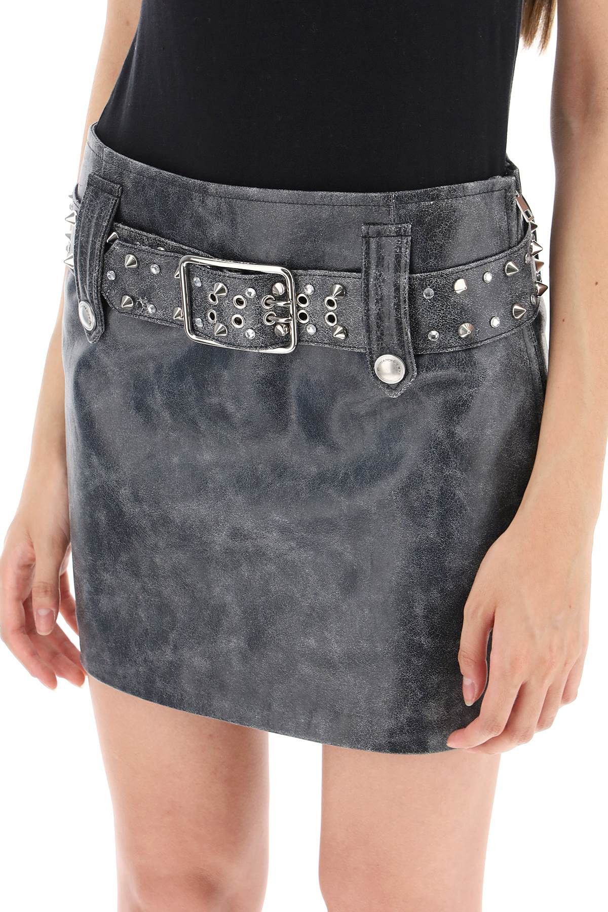 Alessandra Rich ALESSANDRA RICH Leather Mini Skirt With Belt And Appliques Size 26" / US 2 / IT 38 - 4 Thumbnail