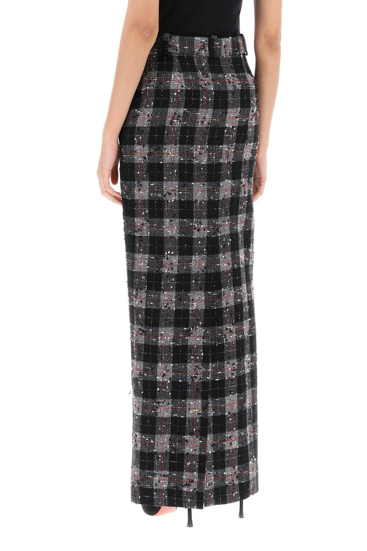 Alessandra Rich ALESSANDRA RICH Maxi Skirt In Boucle' Fabric With Check Motif Size 26" / US 2 / IT 38 - 3 Thumbnail