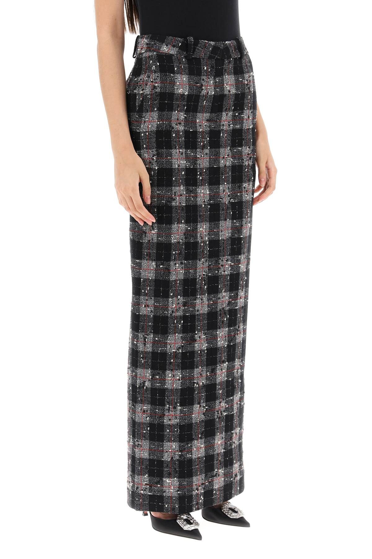 Alessandra Rich ALESSANDRA RICH Maxi Skirt In Boucle' Fabric With Check Motif Size 26" / US 2 / IT 38 - 2 Thumbnail