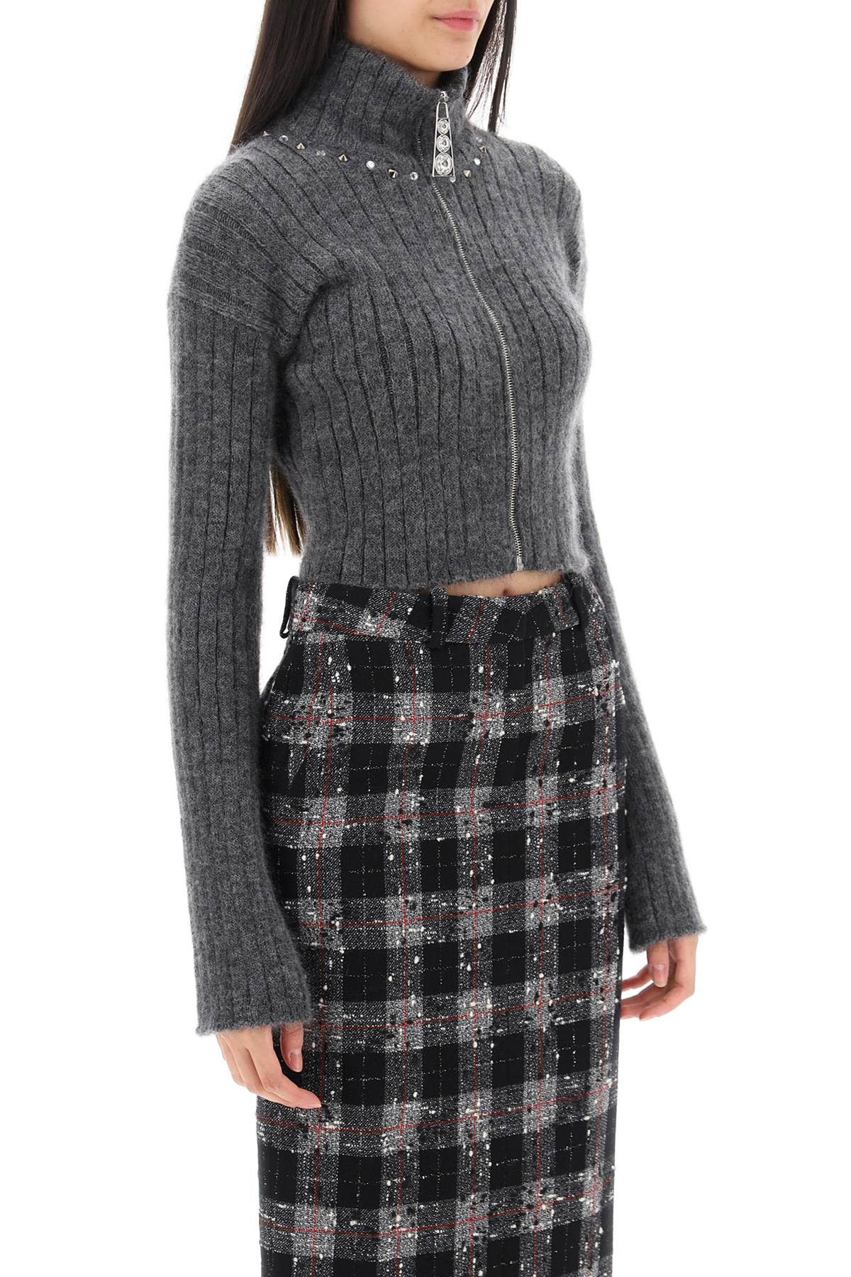 Alessandra Rich ALESSANDRA RICH Cropped Cardigan With Zipper And Appliques Size S / US 4 / IT 40 - 2 Thumbnail