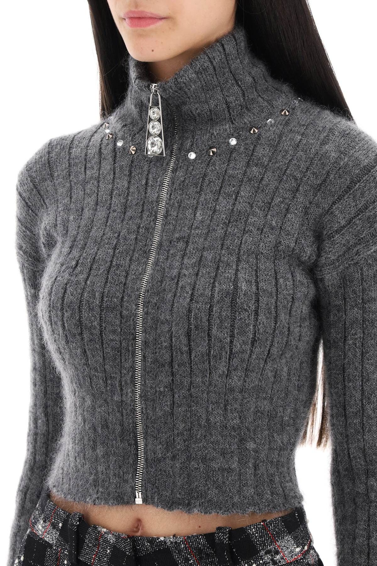 Alessandra Rich ALESSANDRA RICH Cropped Cardigan With Zipper And Appliques Size S / US 4 / IT 40 - 4 Thumbnail
