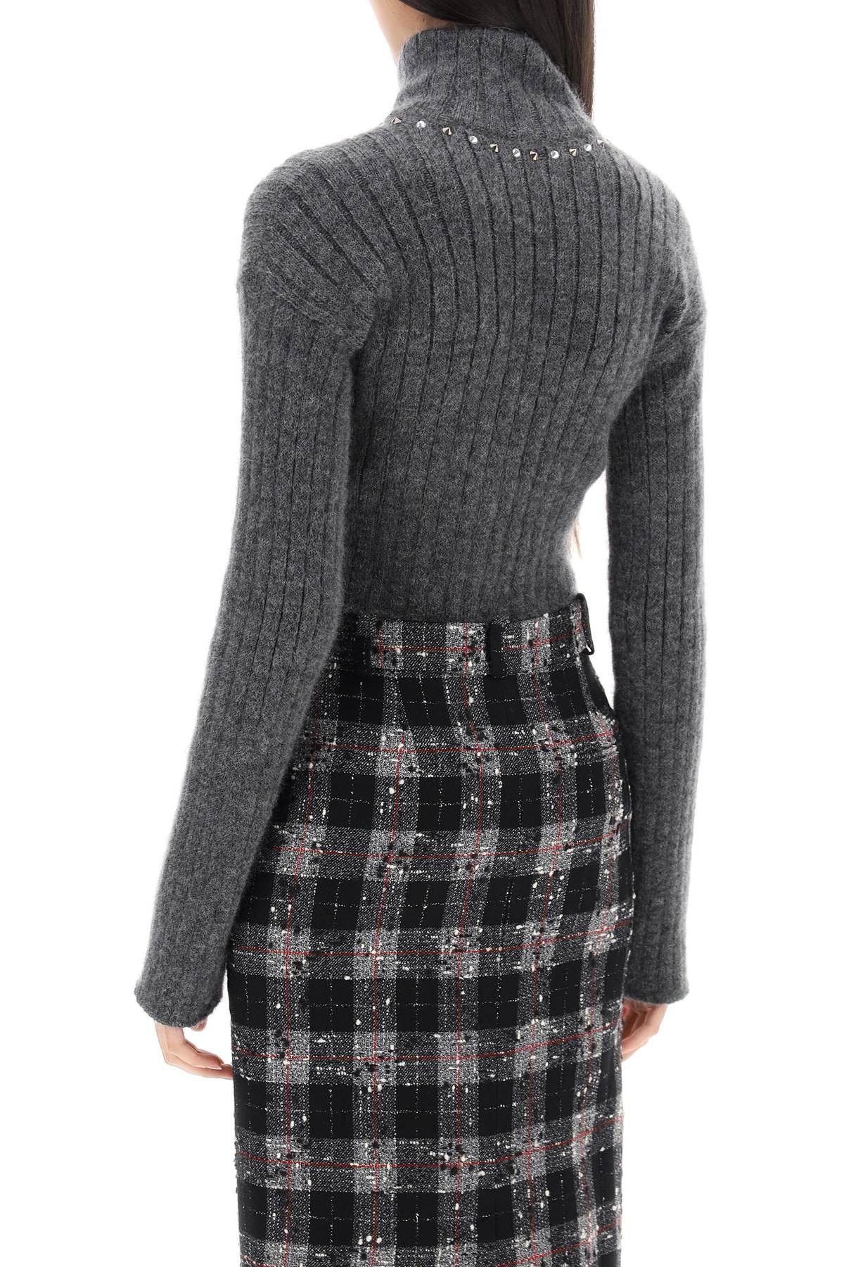 Alessandra Rich ALESSANDRA RICH Cropped Cardigan With Zipper And Appliques Size S / US 4 / IT 40 - 3 Thumbnail