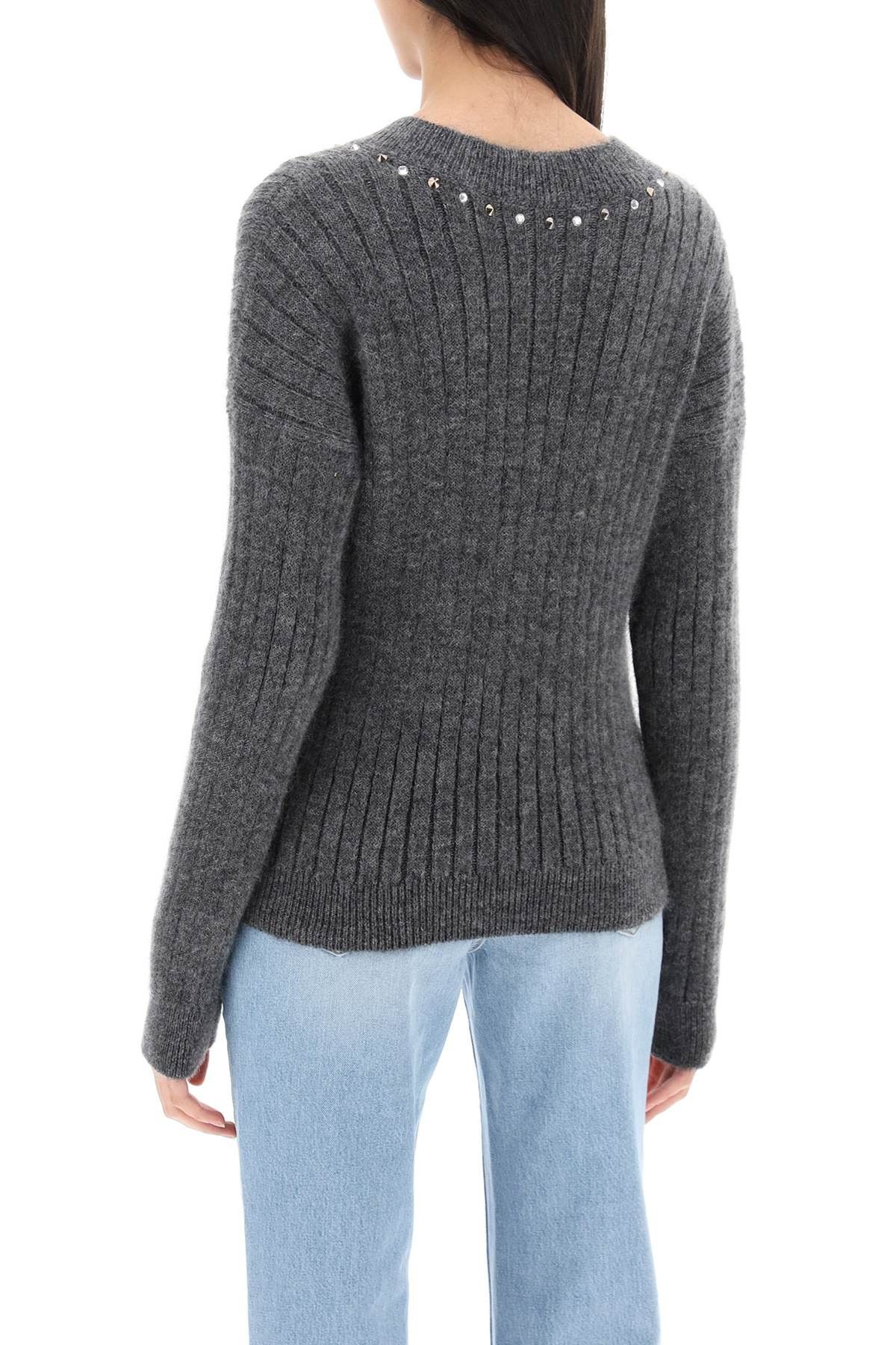 Alessandra Rich ALESSANDRA RICH Wool Knit Sweater With Studs And Crystals Size S / US 4 / IT 40 - 3 Thumbnail