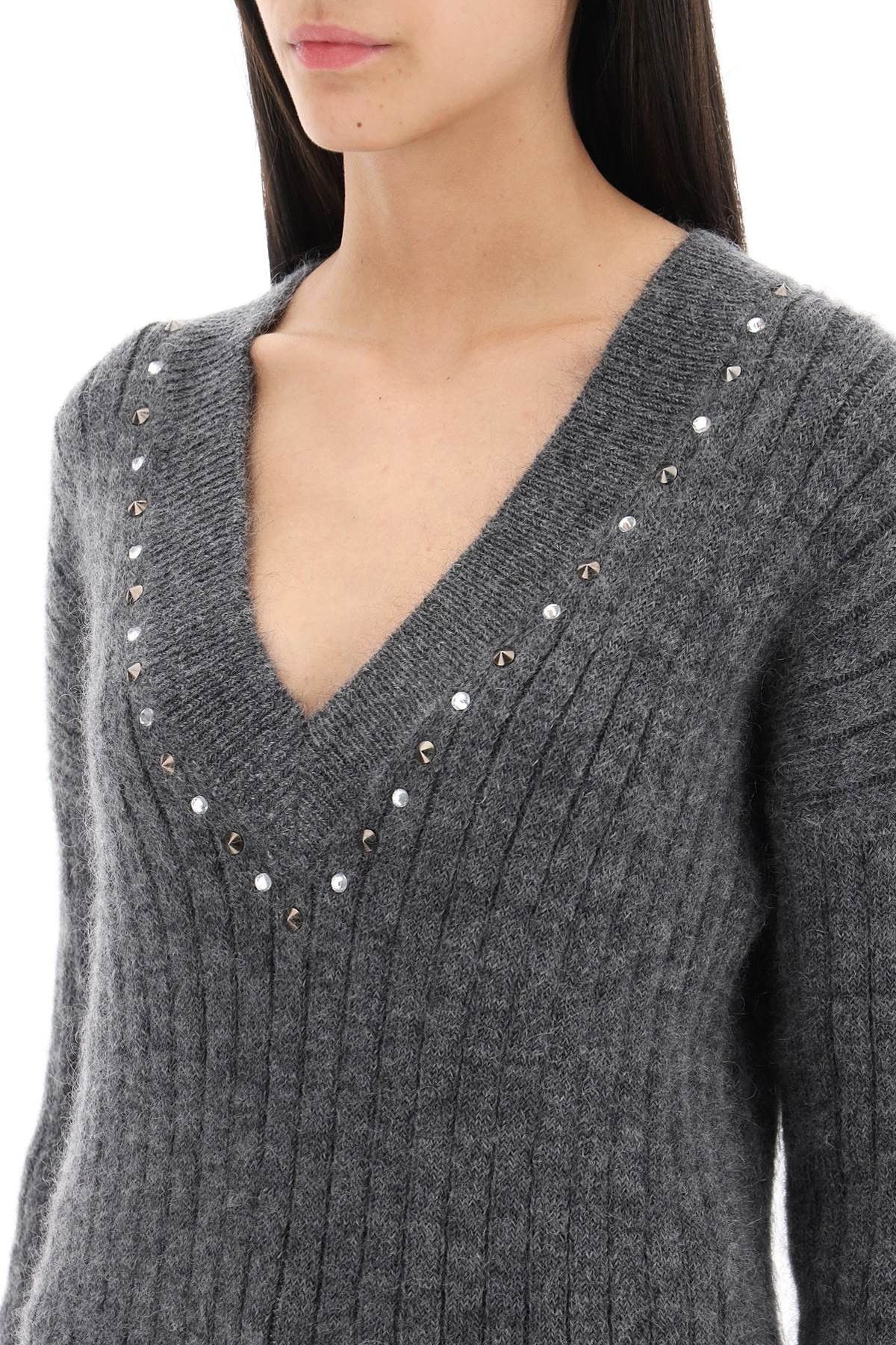 Alessandra Rich ALESSANDRA RICH Wool Knit Sweater With Studs And Crystals Size S / US 4 / IT 40 - 4 Thumbnail