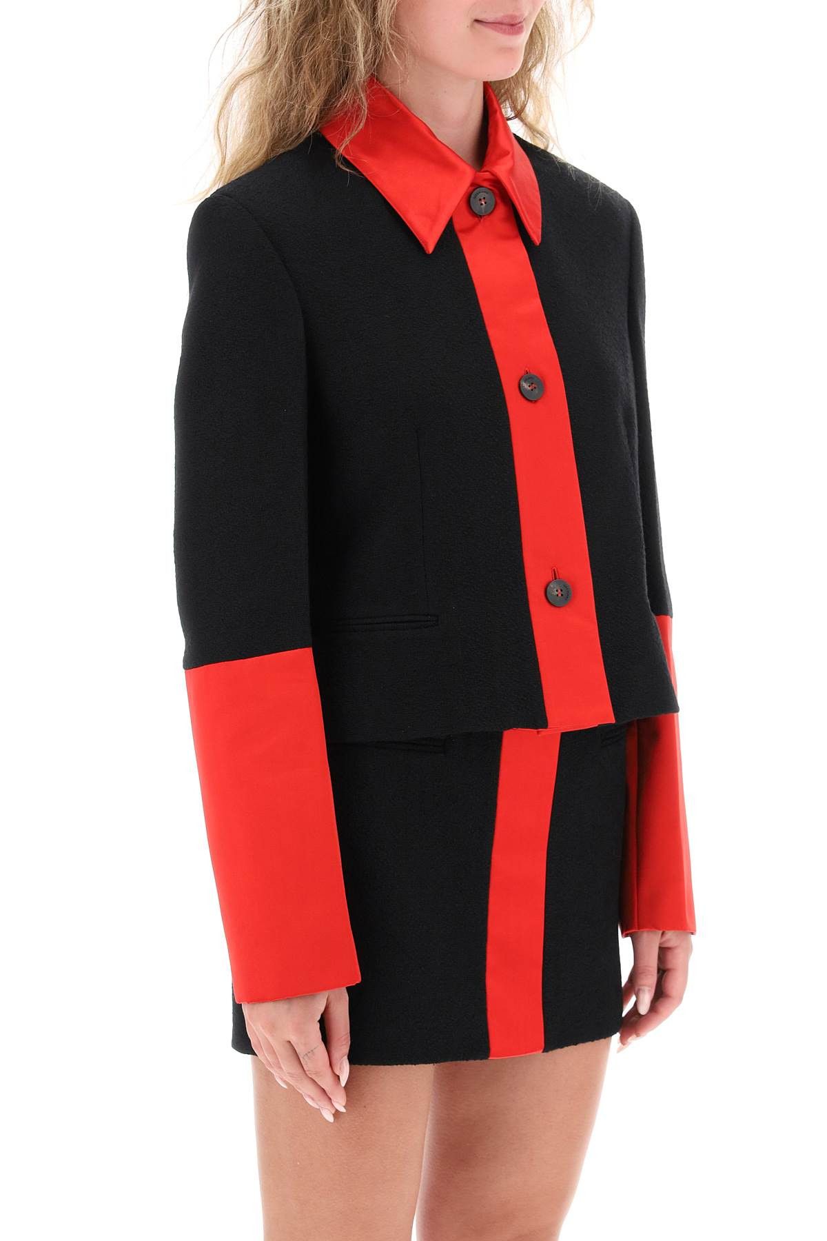 Salvatore Ferragamo FERRAGAMO Cropped Jacket In Tweed With Satin Detailing Size S / US 4 / IT 40 - 2 Thumbnail