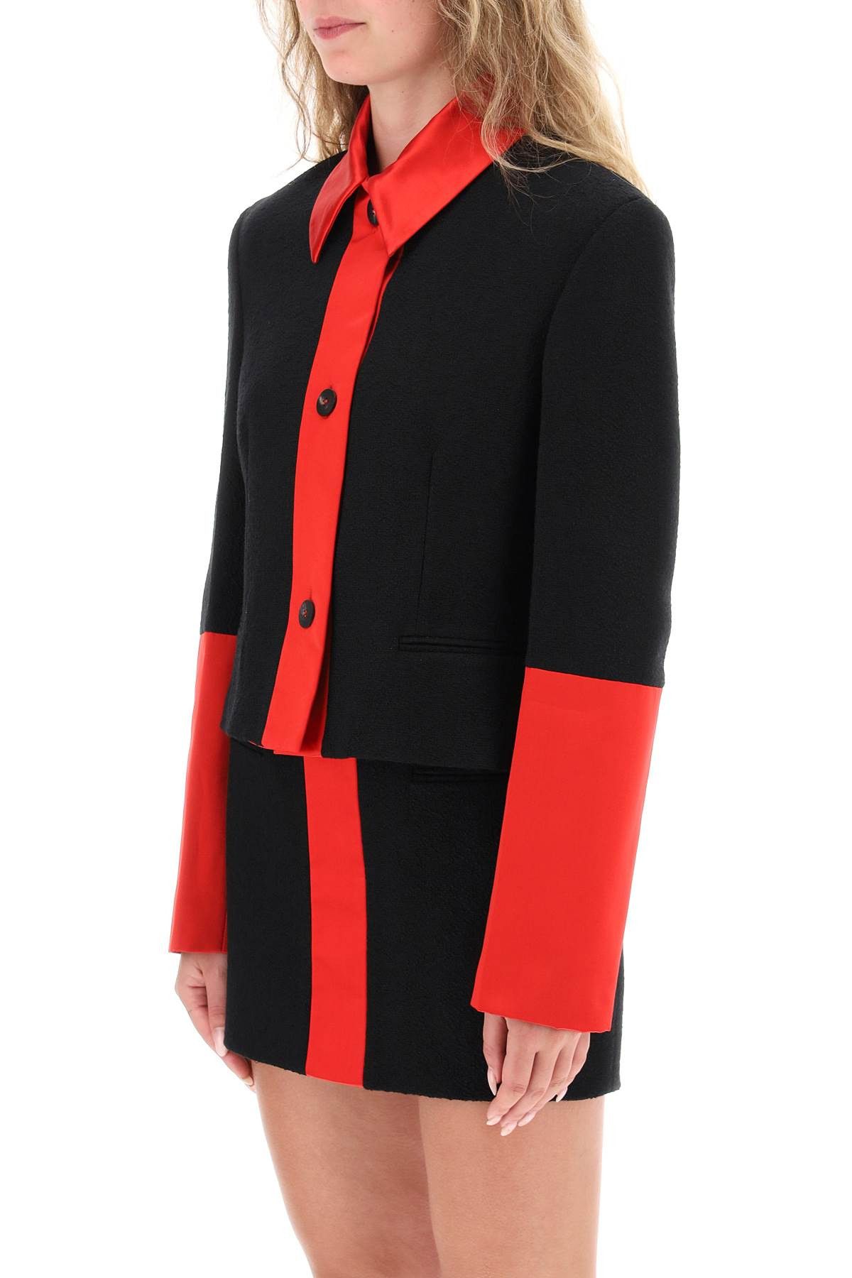 Salvatore Ferragamo FERRAGAMO Cropped Jacket In Tweed With Satin Detailing Size S / US 4 / IT 40 - 4 Thumbnail