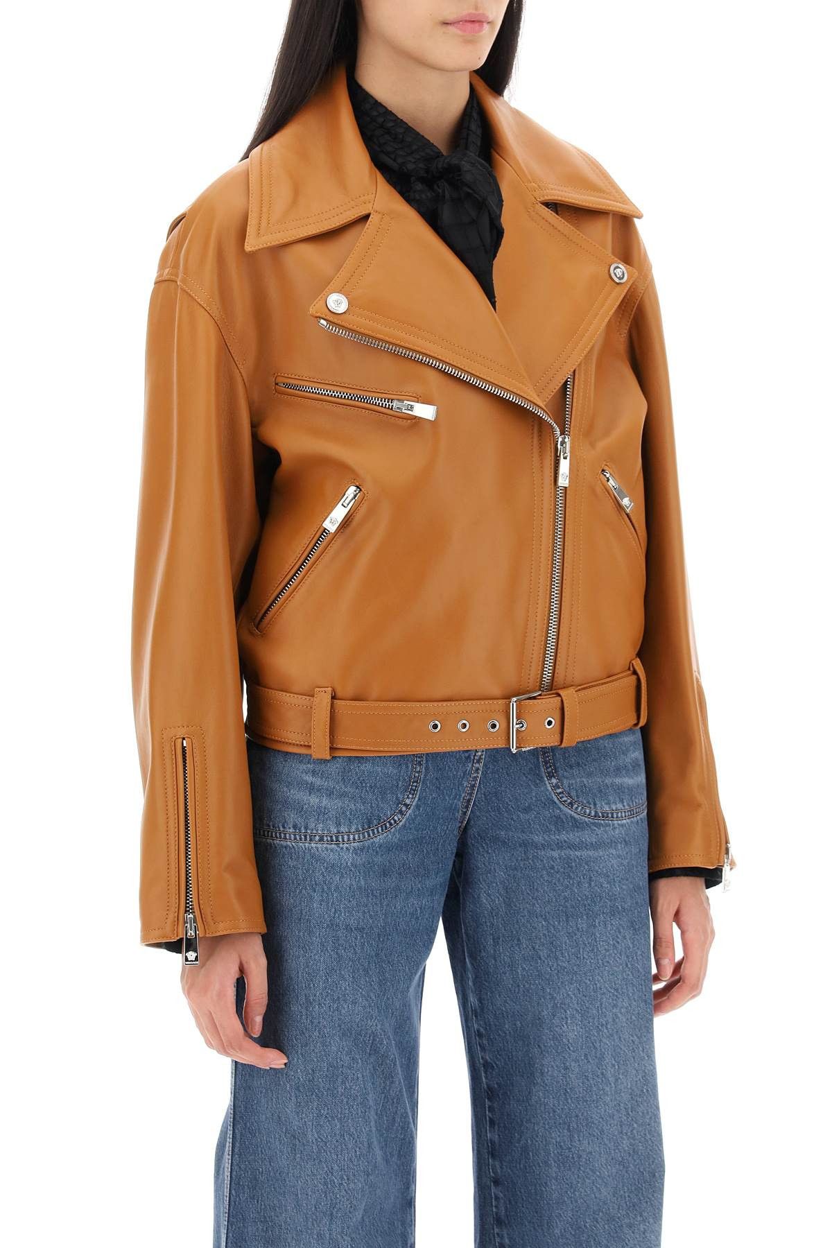 Versace VERSACE Biker Jacket In Leather Size S / US 4 / IT 40 - 2 Thumbnail