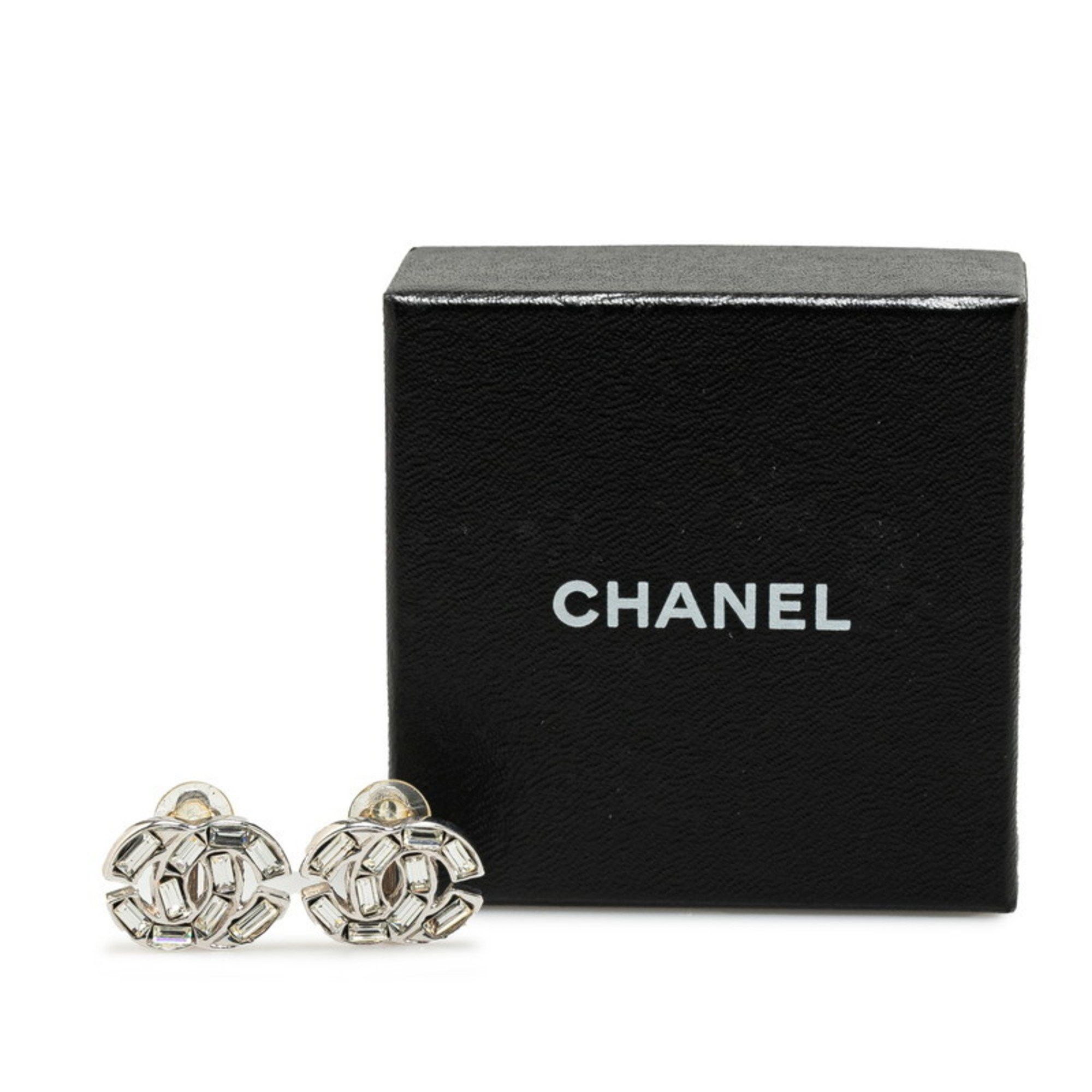 Chanel Chanel Coco Mark Rhinestone Bucket Earrings Silver Plated Women's CHANEL Size ONE SIZE - 5 Thumbnail