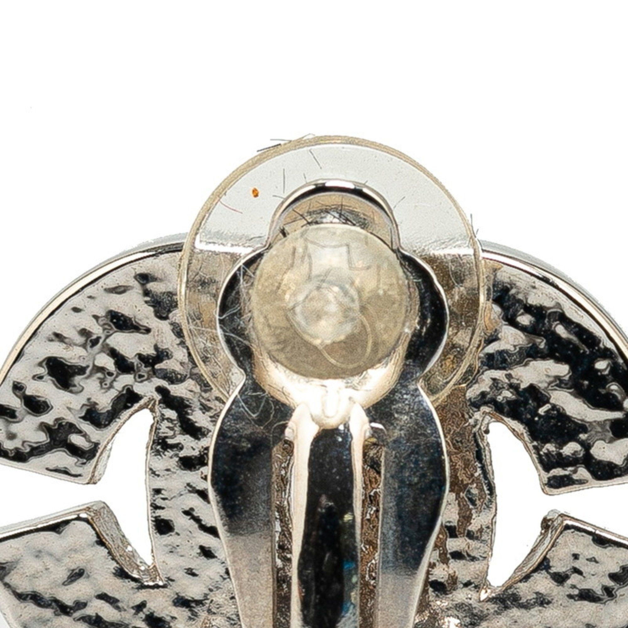 Chanel Chanel Coco Mark Rhinestone Bucket Earrings Silver Plated Women's CHANEL Size ONE SIZE - 3 Thumbnail