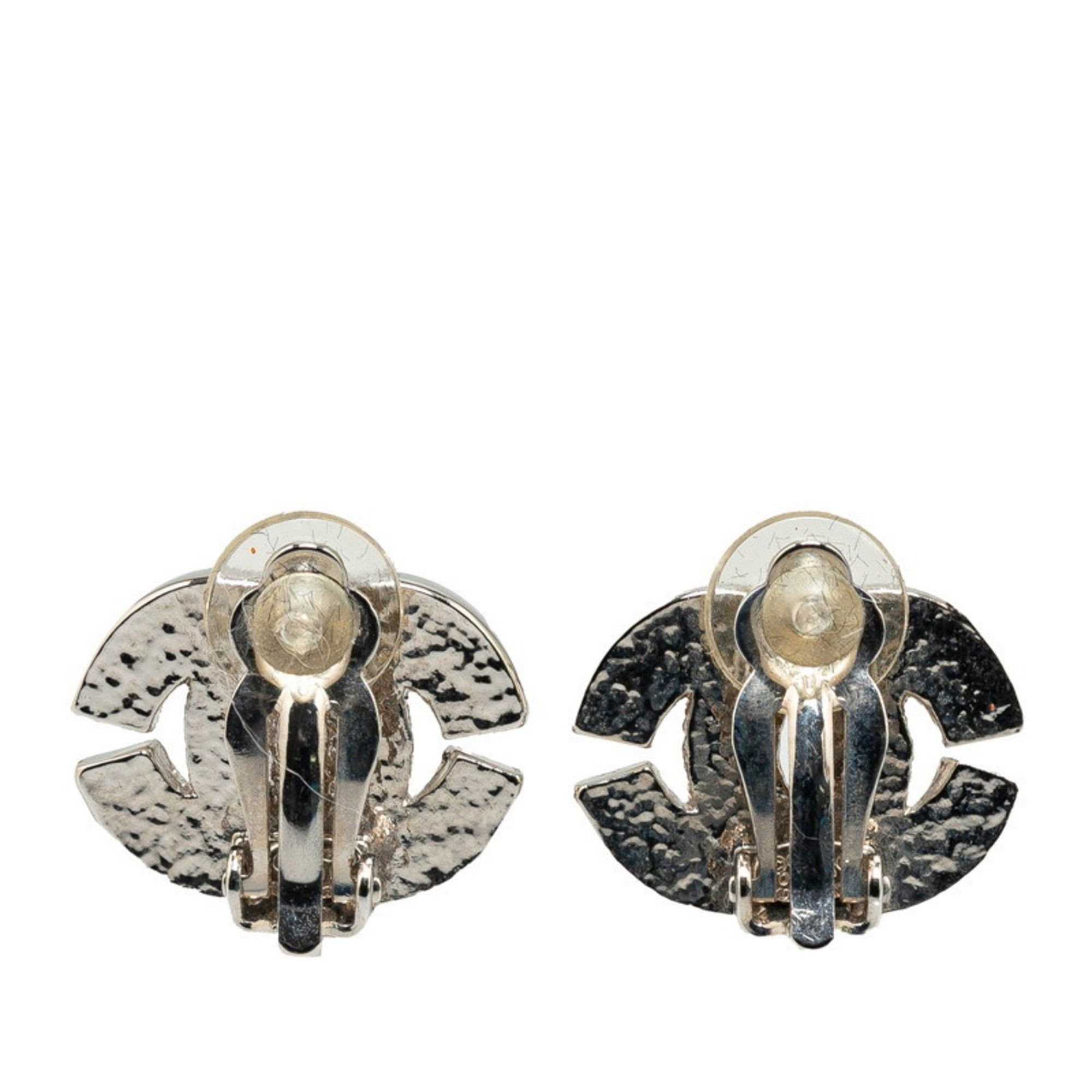 Chanel Chanel Coco Mark Rhinestone Bucket Earrings Silver Plated Women's CHANEL Size ONE SIZE - 2 Thumbnail