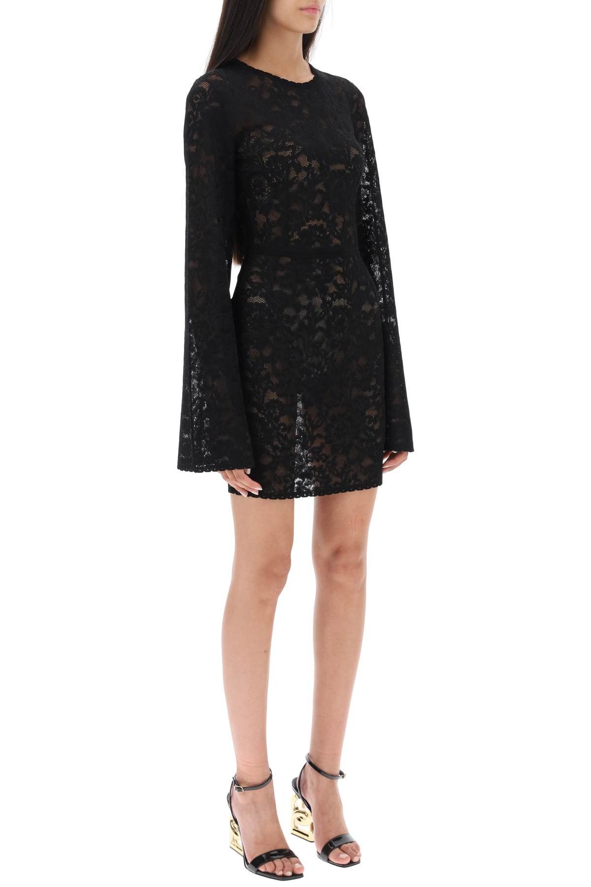Dolce & Gabbana DOLCE & GABBANA Mini Dress In Floral Openwork Knit Size S / US 4 / IT 40 - 2 Thumbnail