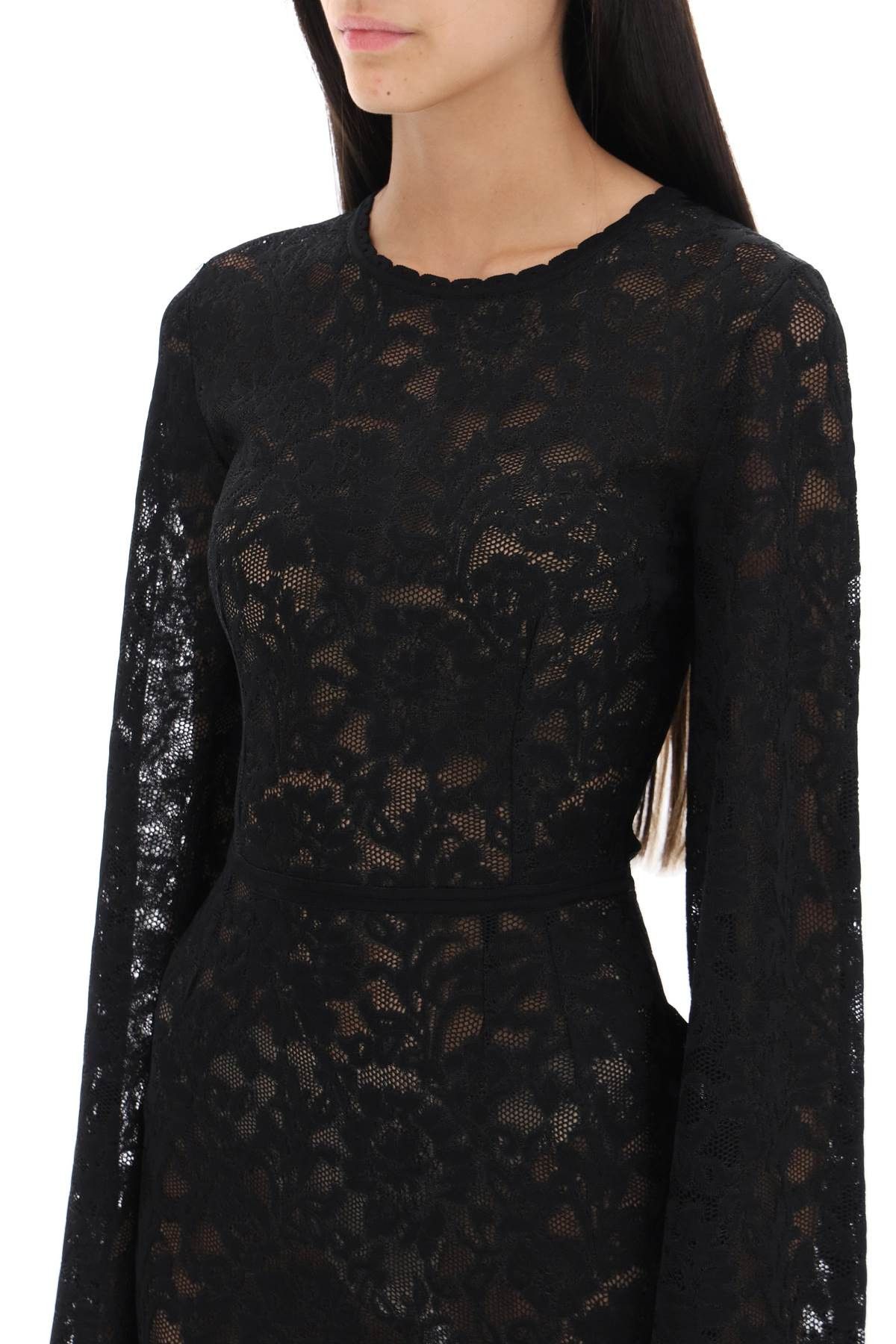 Dolce & Gabbana DOLCE & GABBANA Mini Dress In Floral Openwork Knit Size S / US 4 / IT 40 - 4 Thumbnail