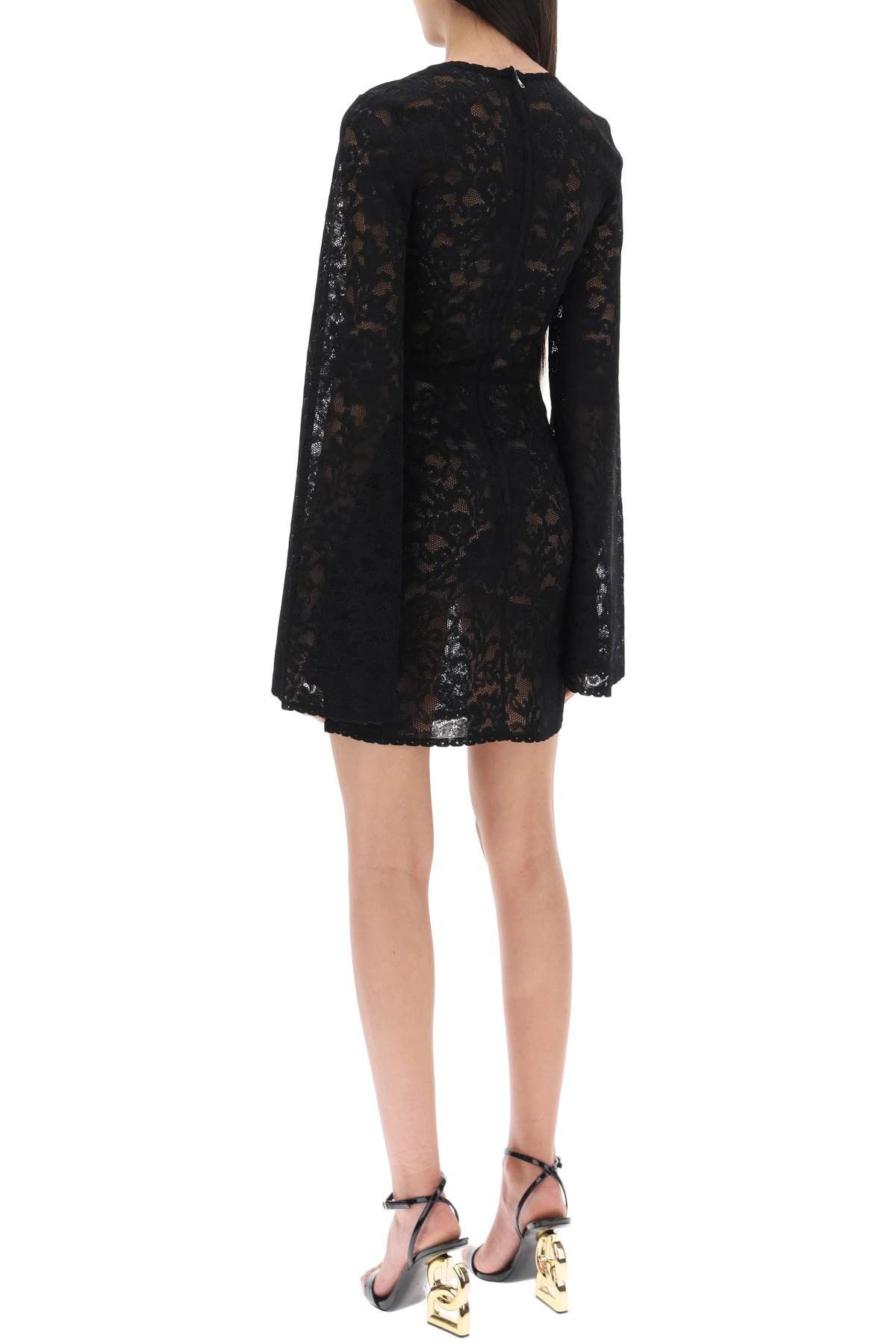 Dolce & Gabbana DOLCE & GABBANA Mini Dress In Floral Openwork Knit Size S / US 4 / IT 40 - 3 Thumbnail
