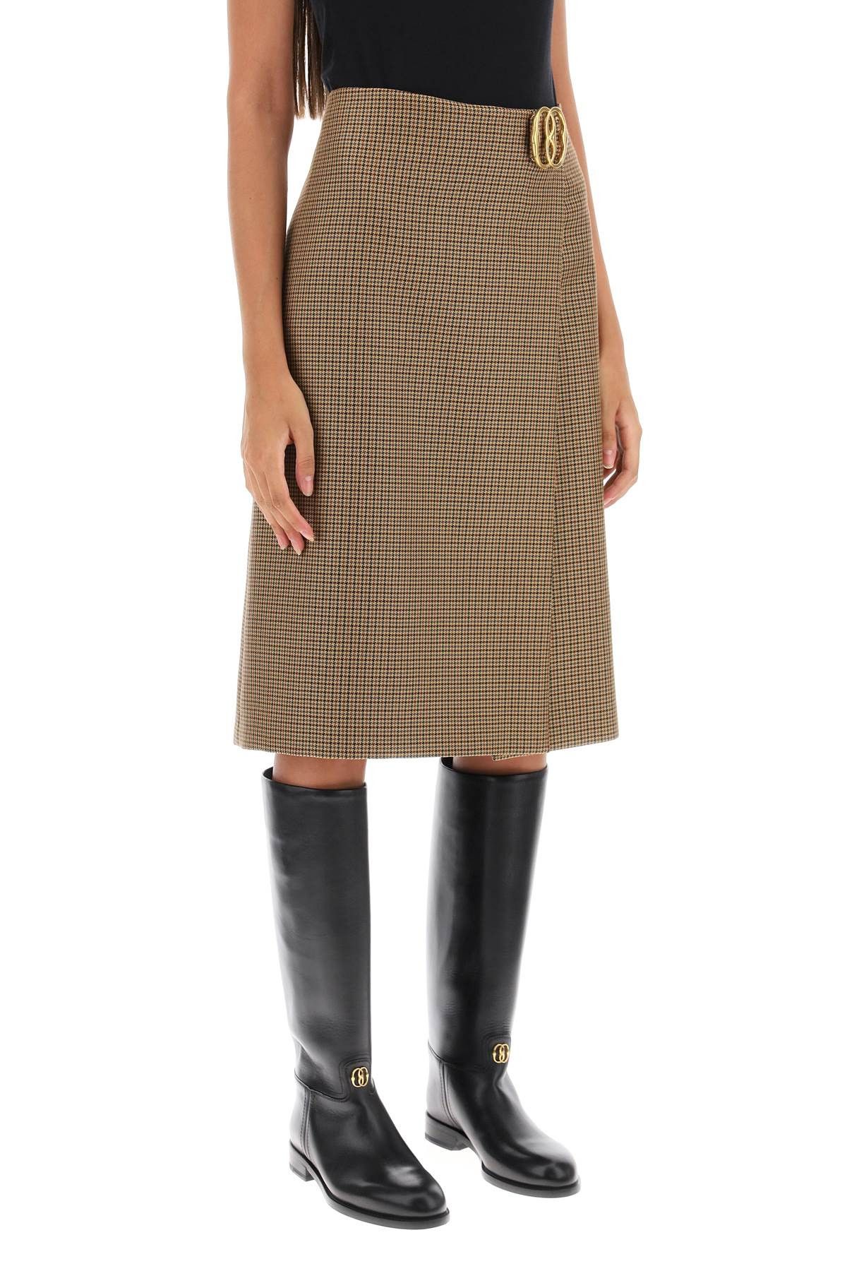 Bally BALLY Houndstooth A-Line Skirt With Emblem Buckle Size 27" / US 4 / IT 40 - 2 Thumbnail