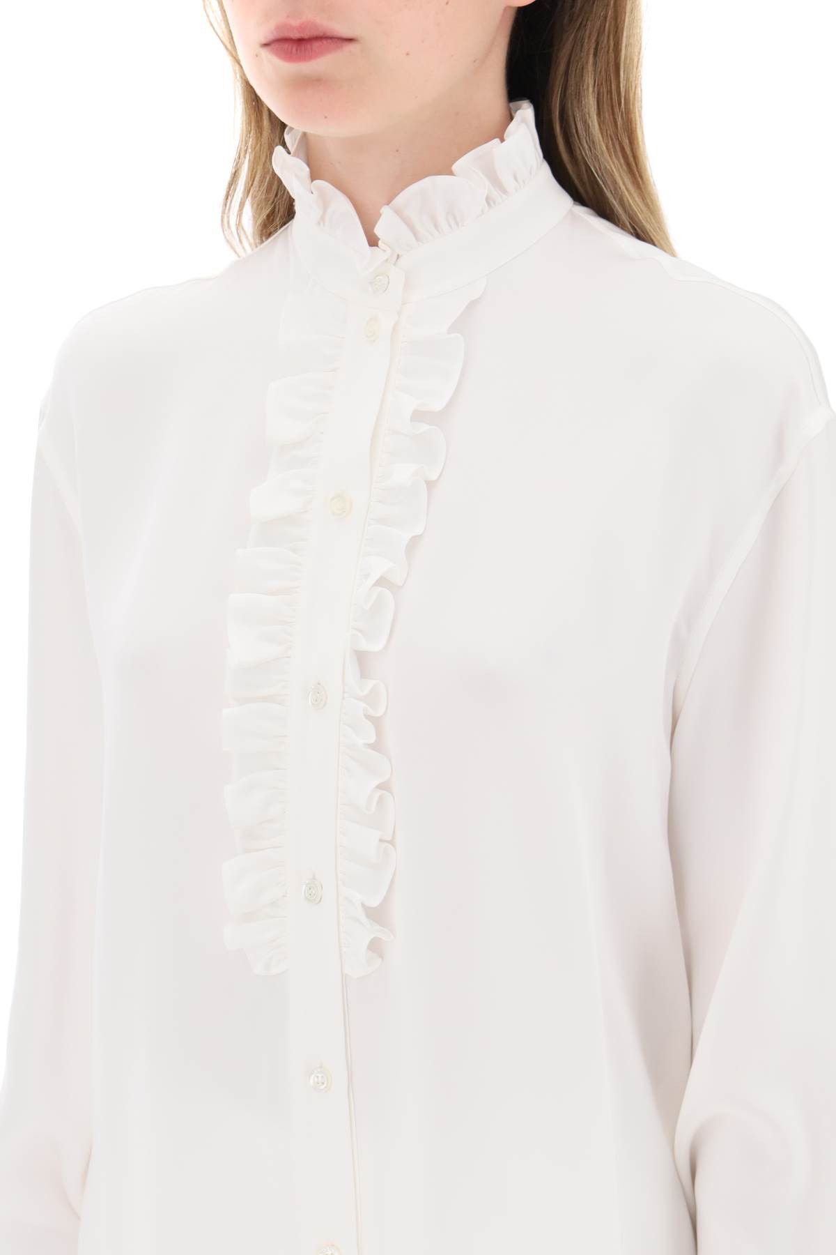 Alexander McQueen ALEXANDER MCQUEEN Silk Satin Shirt With Ruffles Size S / US 4 / IT 40 - 4 Thumbnail