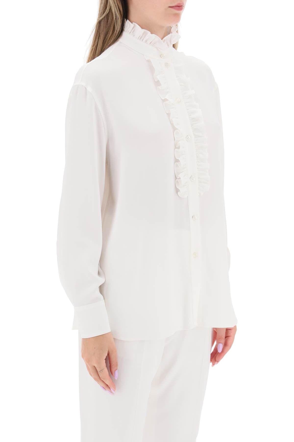 Alexander McQueen ALEXANDER MCQUEEN Silk Satin Shirt With Ruffles Size S / US 4 / IT 40 - 2 Thumbnail