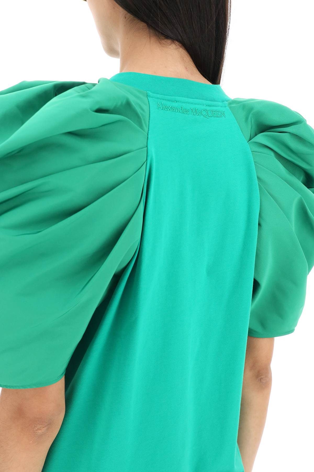 Alexander McQueen ALEXANDER MCQUEEN T-Shirt With Ruched Balloon Sleeves In Poly Faille Size S / US 4 / IT 40 - 4 Thumbnail