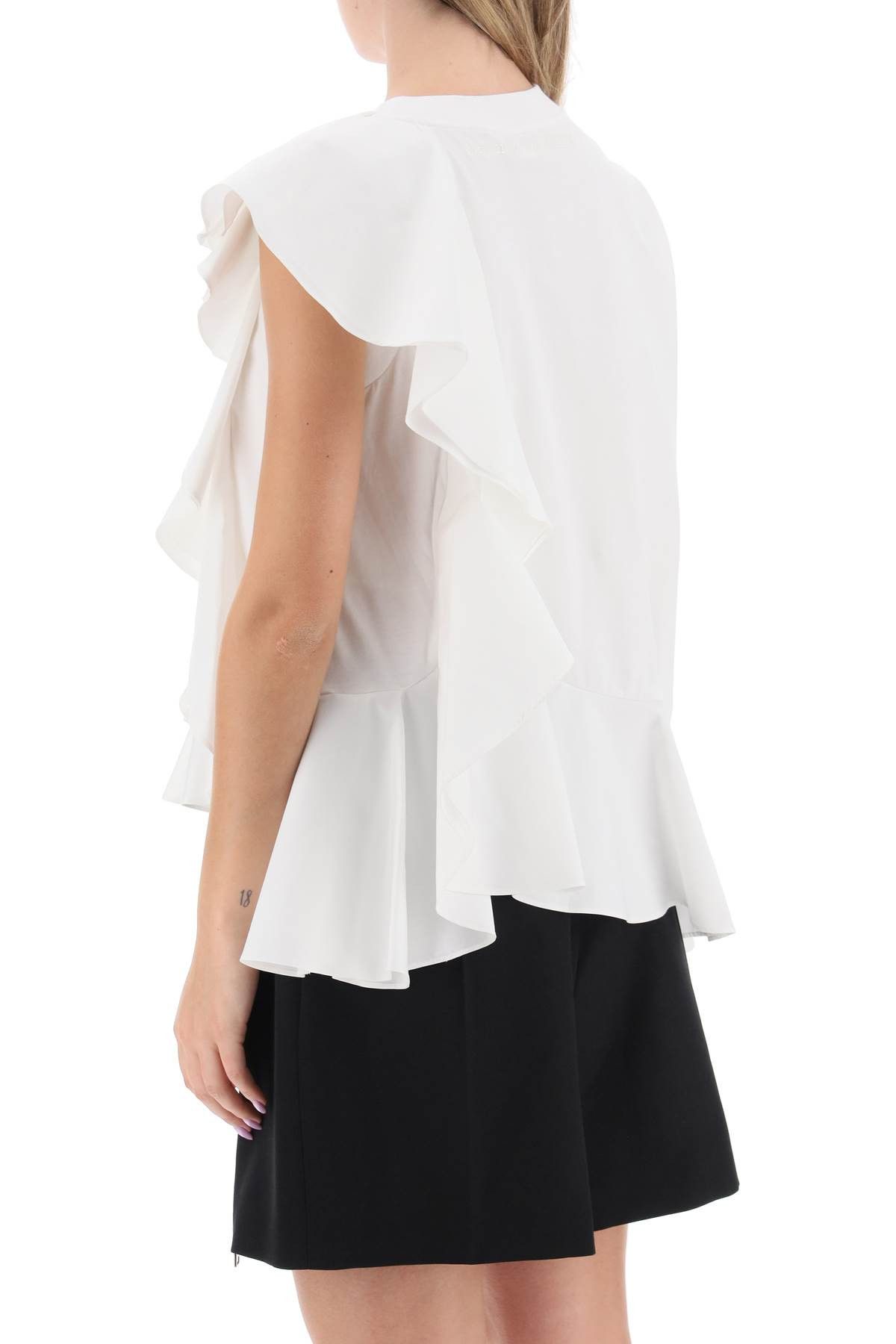 Alexander McQueen ALEXANDER MCQUEEN Ruffled Asymmetric Jersey Top Size XS / US 0-2 / IT 36-38 - 3 Thumbnail