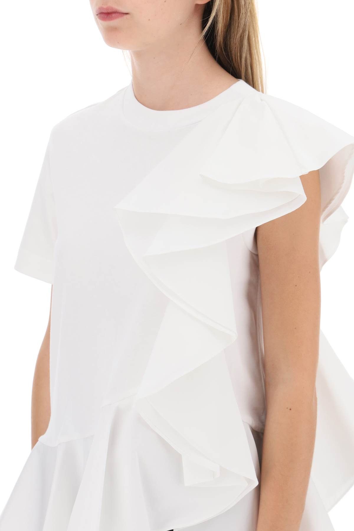 Alexander McQueen ALEXANDER MCQUEEN Ruffled Asymmetric Jersey Top Size XS / US 0-2 / IT 36-38 - 4 Thumbnail