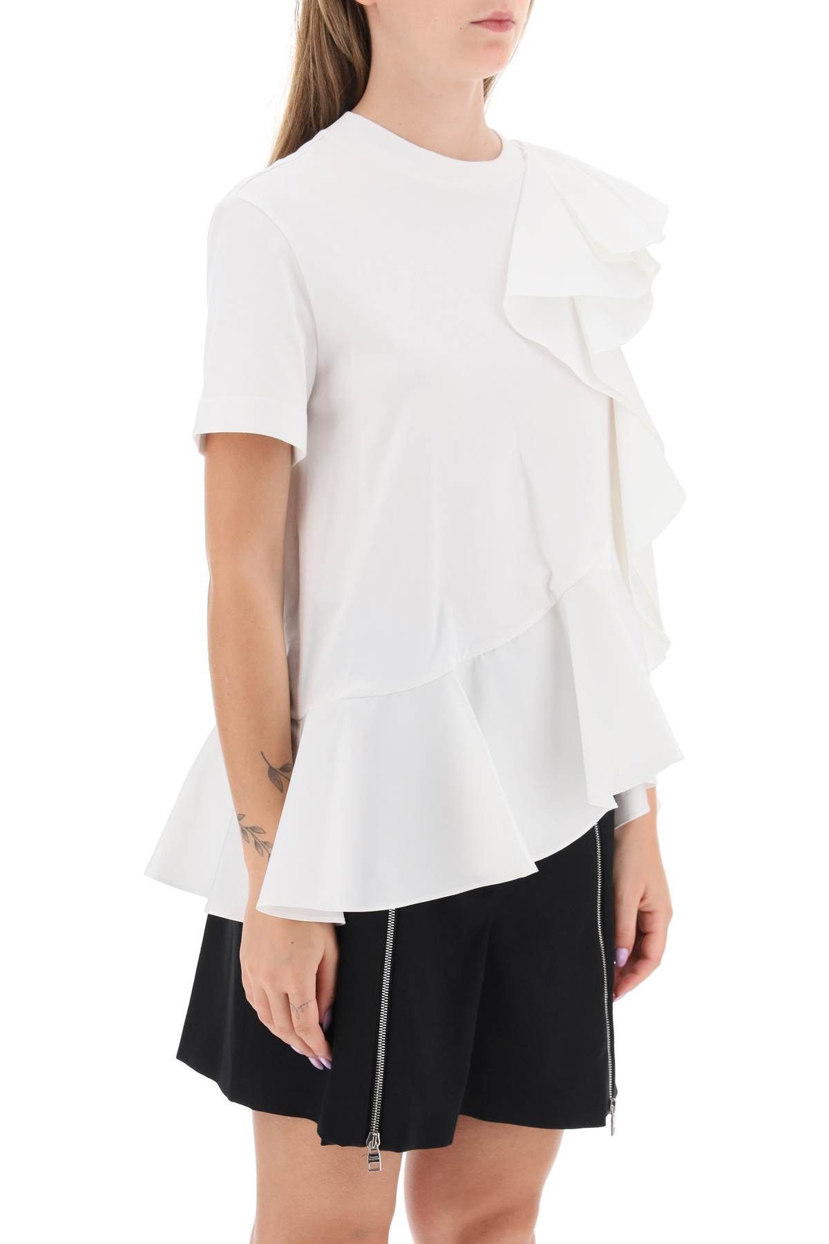 Alexander McQueen ALEXANDER MCQUEEN Ruffled Asymmetric Jersey Top Size XS / US 0-2 / IT 36-38 - 2 Thumbnail