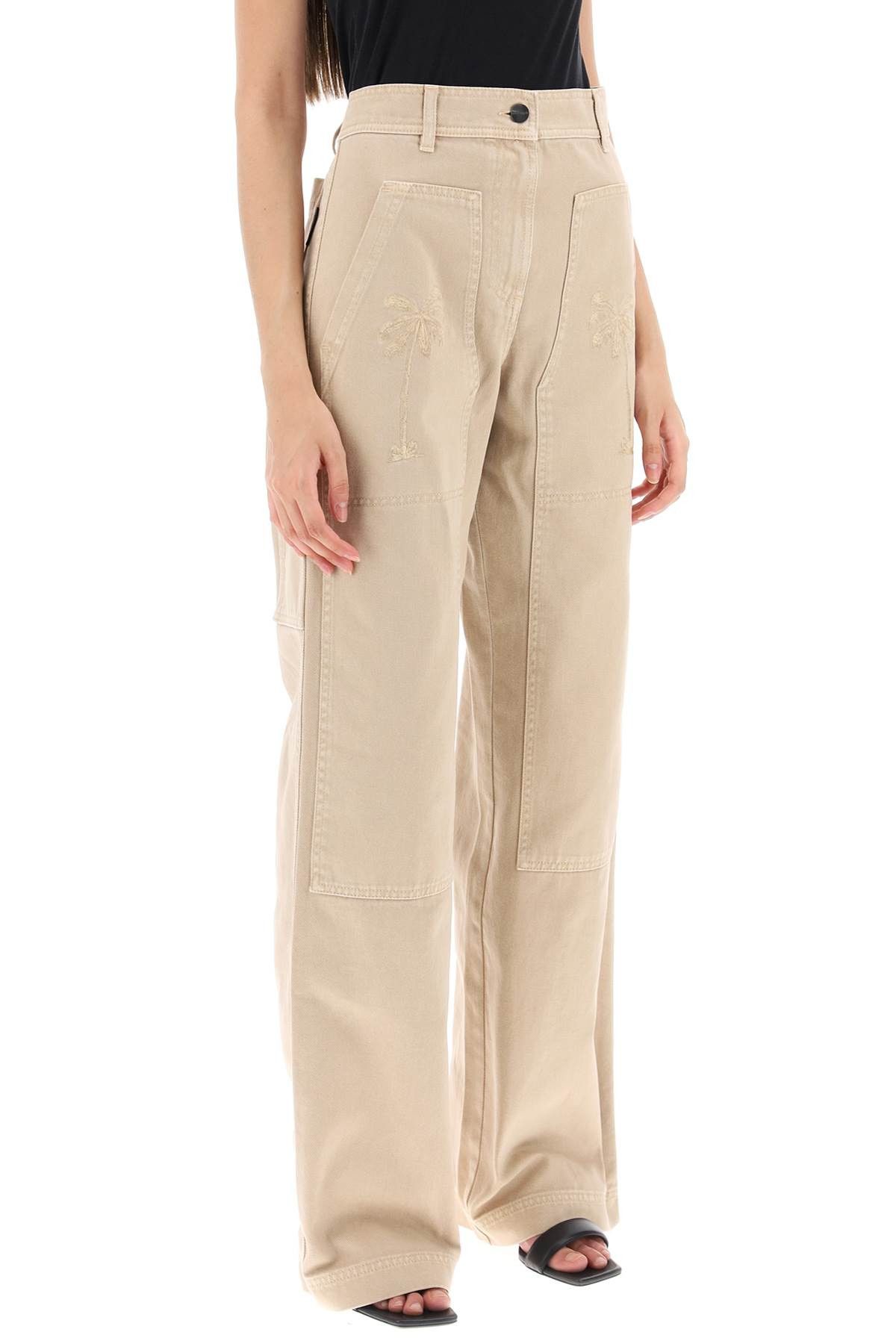 Palm Angels PALM ANGELS 'Gd Bull' Cargo Pants With Embroidered Palm Trees Size 27" / US 4 / IT 40 - 2 Thumbnail