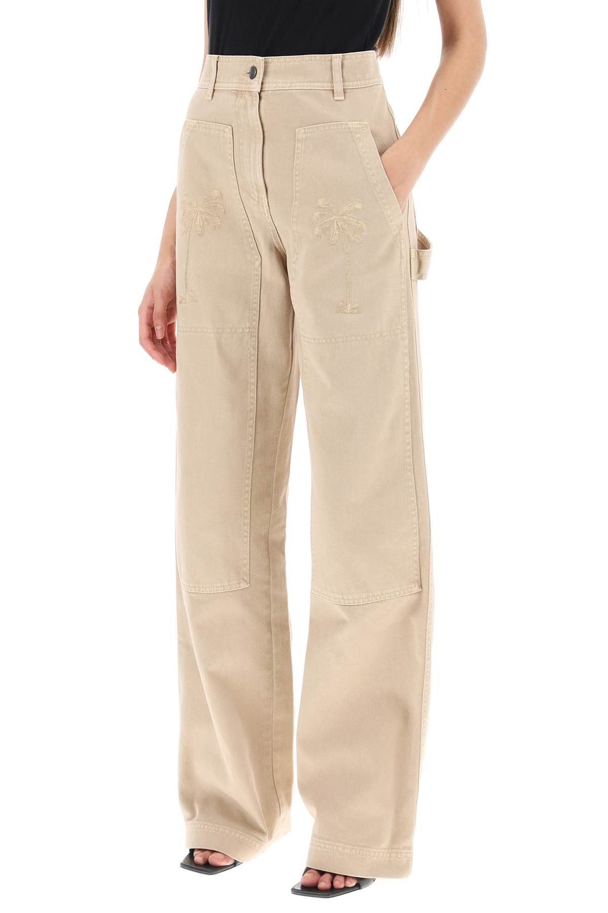 Palm Angels PALM ANGELS 'Gd Bull' Cargo Pants With Embroidered Palm Trees Size 27" / US 4 / IT 40 - 4 Thumbnail