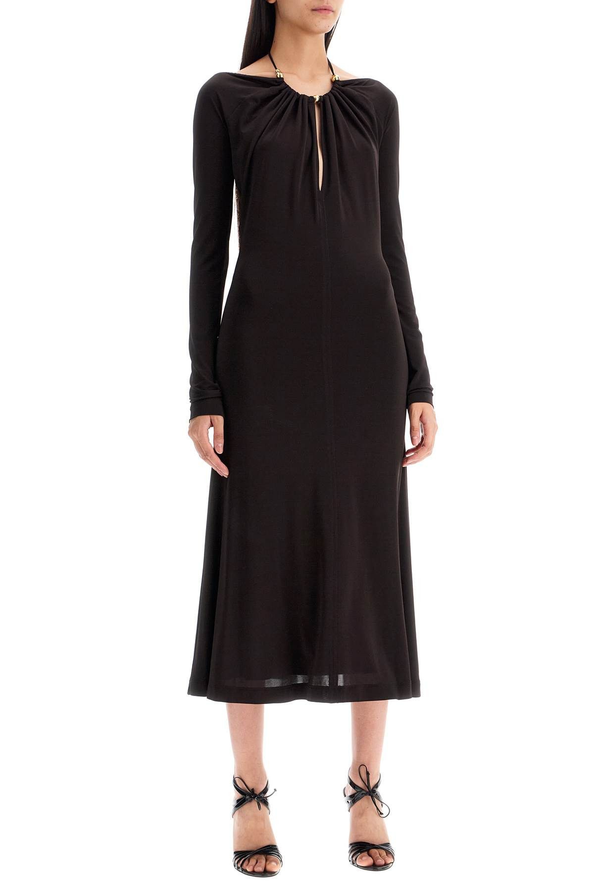 Salvatore Ferragamo FERRAGAMO "Jersey Dress With Pearl Embell Size S / US 4 / IT 40 - 2 Thumbnail