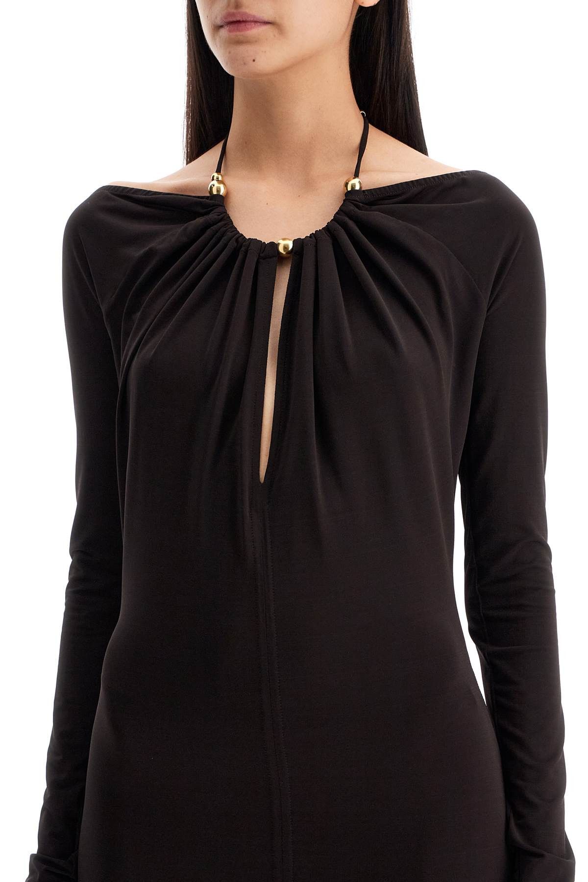 Salvatore Ferragamo FERRAGAMO "Jersey Dress With Pearl Embell Size S / US 4 / IT 40 - 4 Thumbnail
