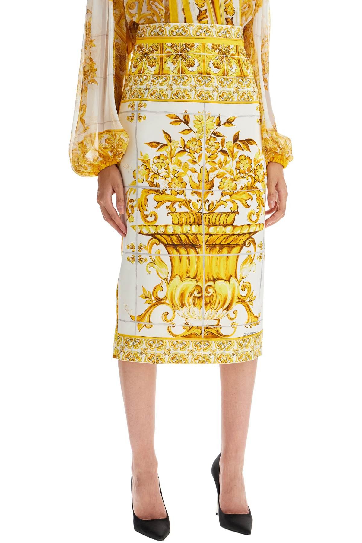 Dolce & Gabbana DOLCE & GABBANA "Stretch Silk Skirt With Maiolica Size 27" / US 4 / IT 40 - 2 Thumbnail