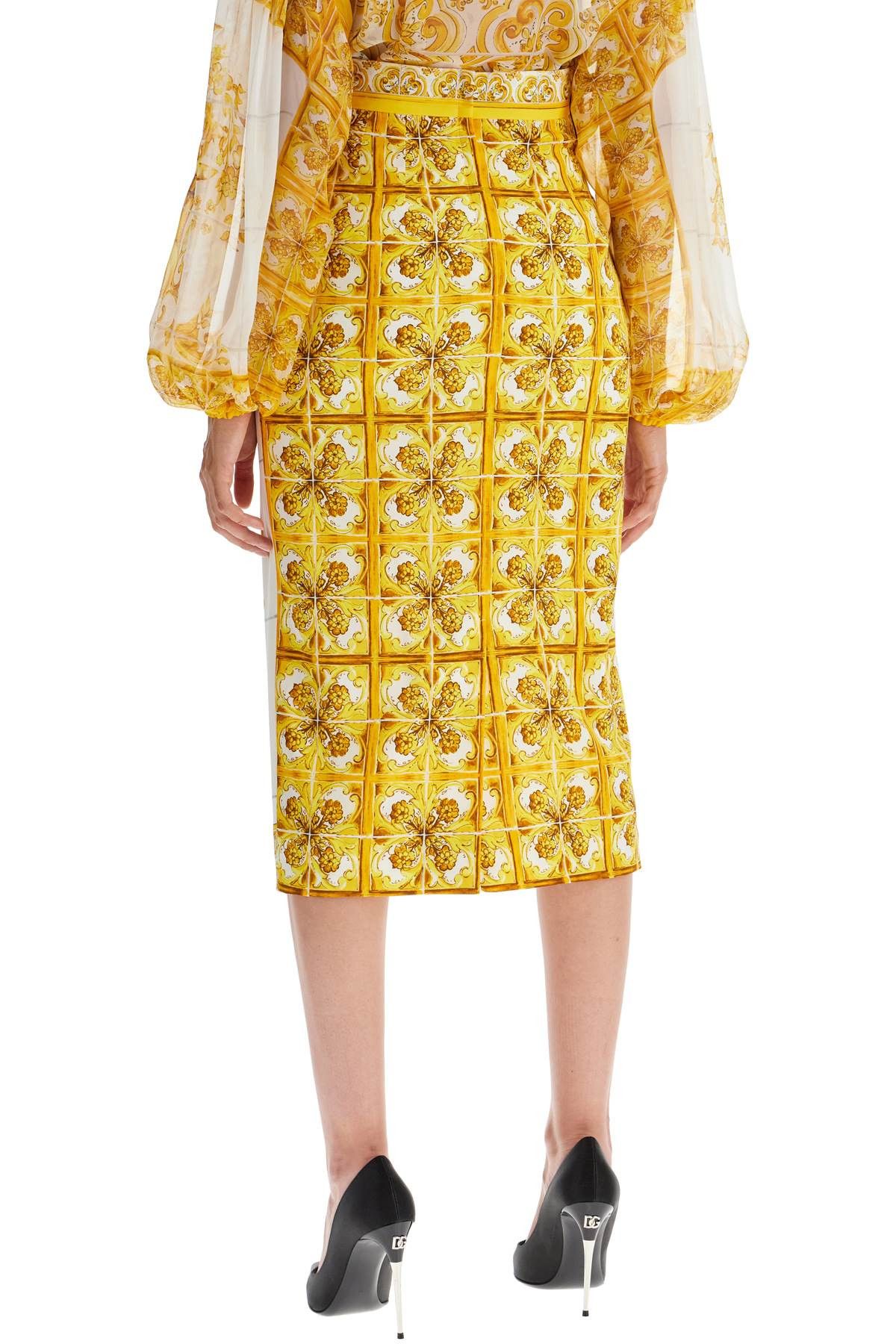 Dolce & Gabbana DOLCE & GABBANA "Stretch Silk Skirt With Maiolica Size 27" / US 4 / IT 40 - 3 Thumbnail