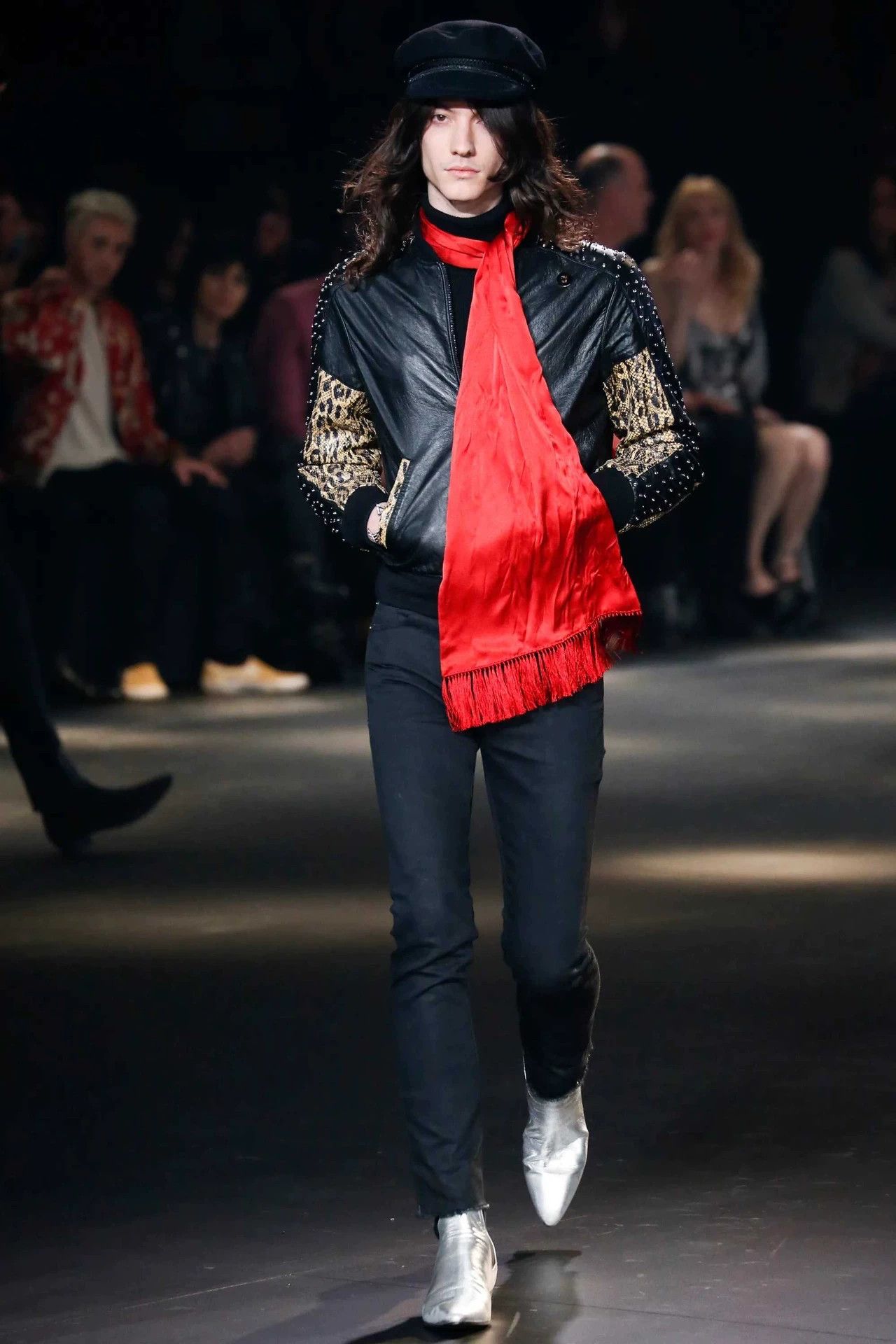 Saint Laurent Paris Saint Laurent Paris Rhinestone spliced leather jacket Size US S / EU 44-46 / 1 - 2 Thumbnail