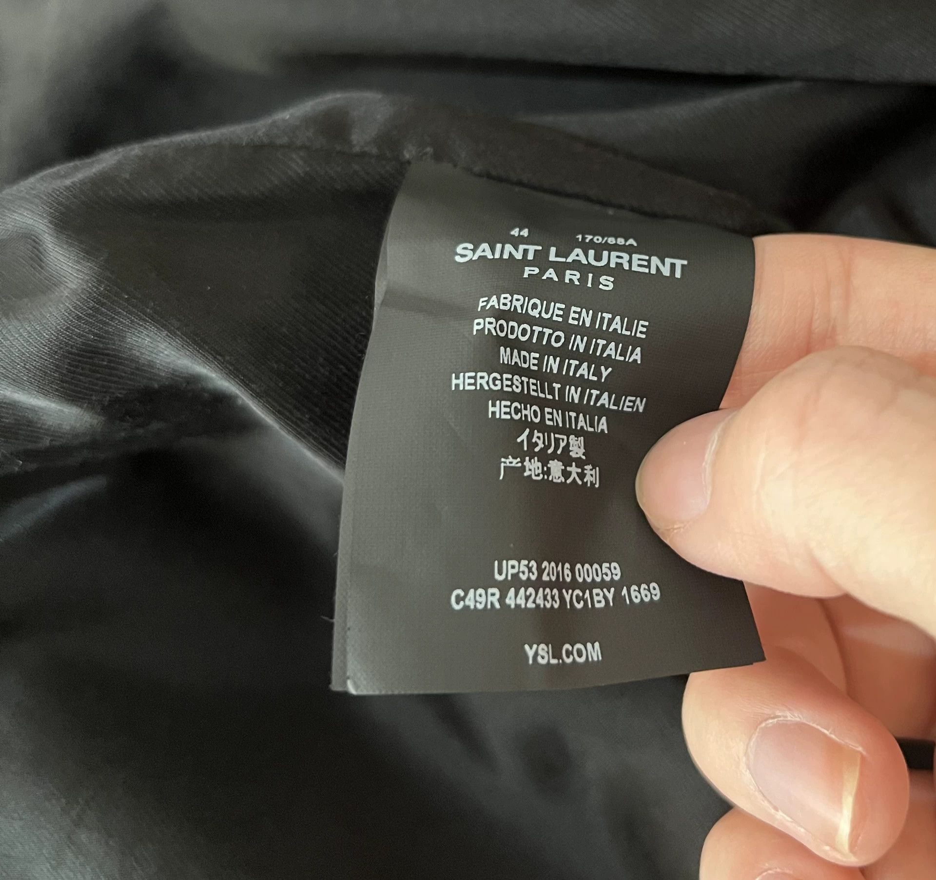 Saint Laurent Paris Saint Laurent Paris Rhinestone spliced leather jacket Size US S / EU 44-46 / 1 - 8 Thumbnail