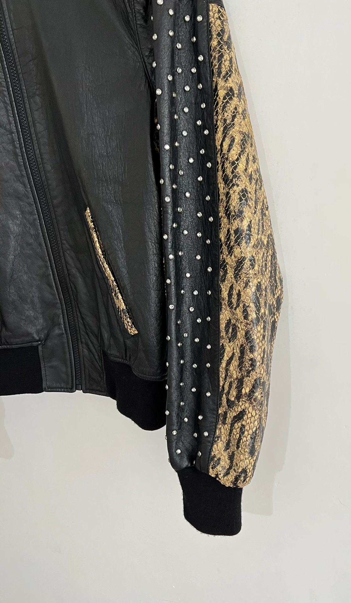 Saint Laurent Paris Saint Laurent Paris Rhinestone spliced leather jacket Size US S / EU 44-46 / 1 - 5 Thumbnail