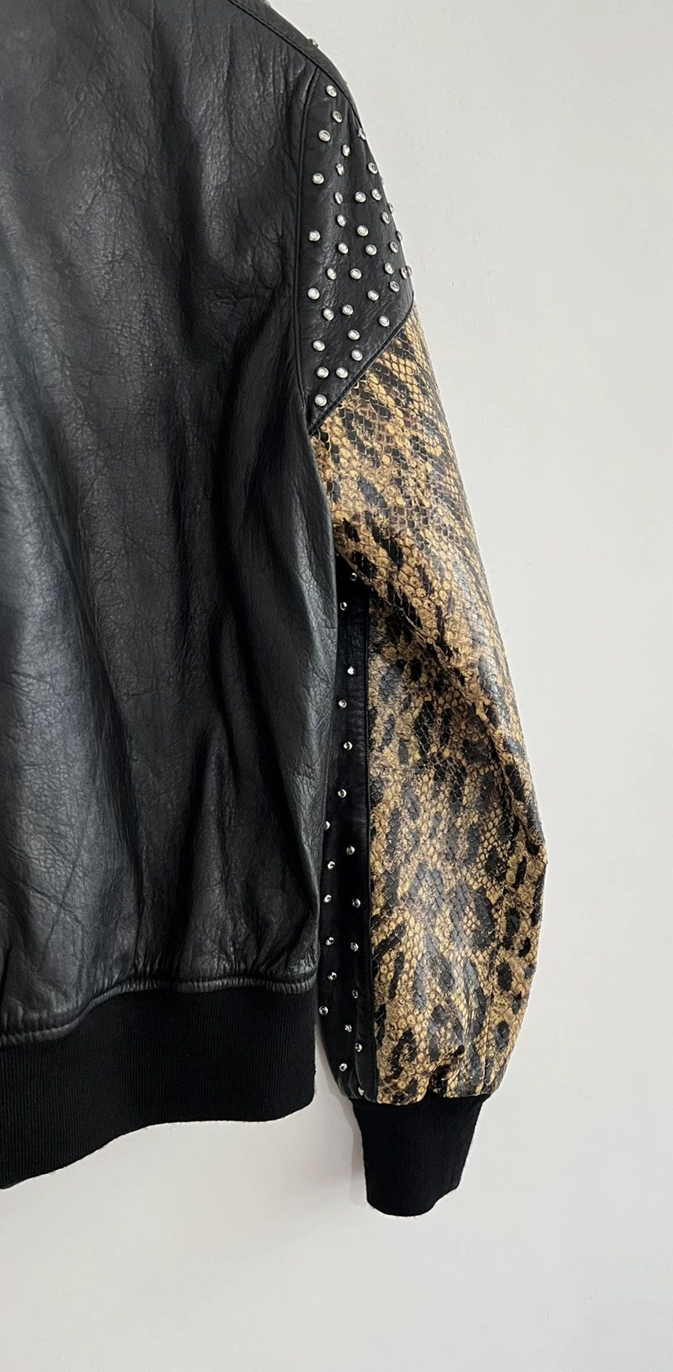 Saint Laurent Paris Saint Laurent Paris Rhinestone spliced leather jacket Size US S / EU 44-46 / 1 - 6 Thumbnail
