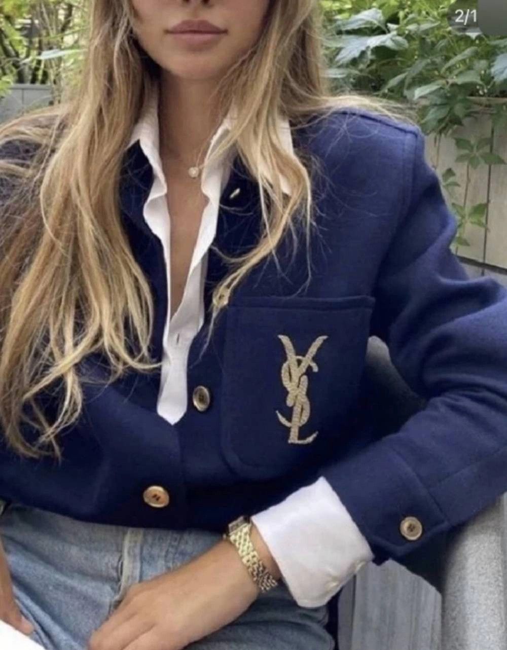 Saint Laurent Paris Saint Laurent Paris Embroidered jacket with letter logo Size US L / EU 52-54 / 3 - 9 Thumbnail