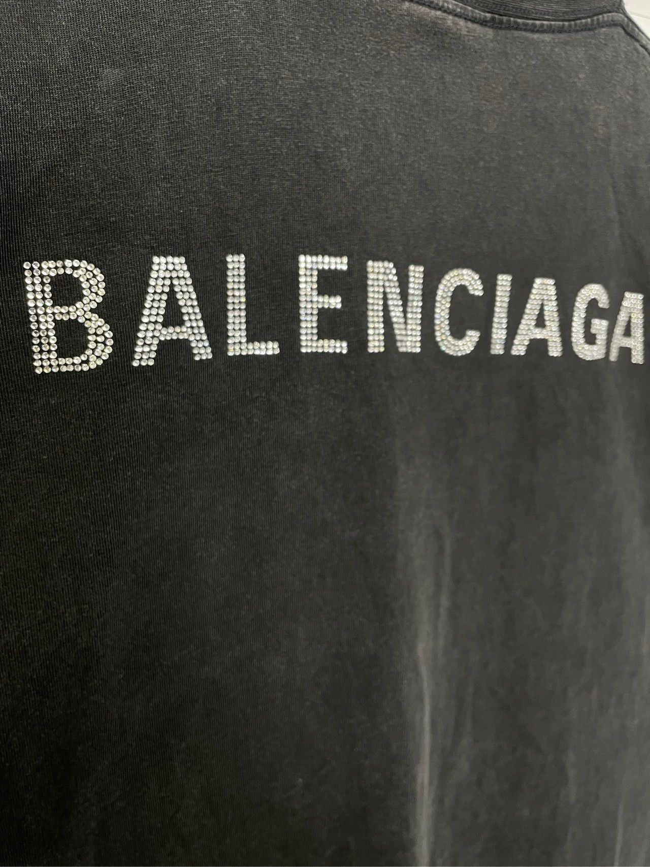 Balenciaga Balenciaga back rhinestone logo washed black short sleeved shirt Size US XS / EU 42 / 0 - 3 Thumbnail