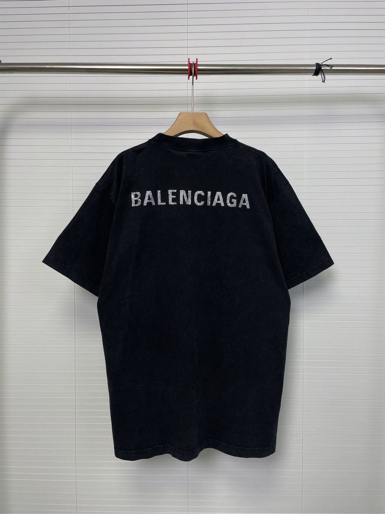 Balenciaga Balenciaga back rhinestone logo washed black short sleeved shirt Size US XS / EU 42 / 0 - 2 Thumbnail