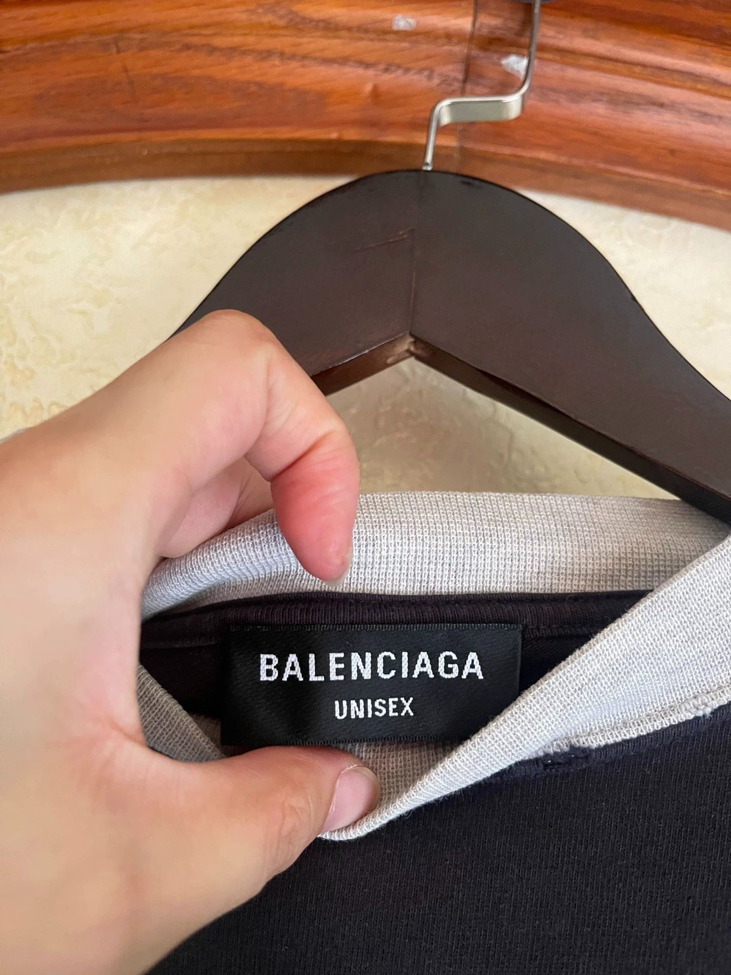 Balenciaga Balenciaga Black Grey Color blocked Double Loop Short Sleeve Size US M / EU 48-50 / 2 - 3 Thumbnail
