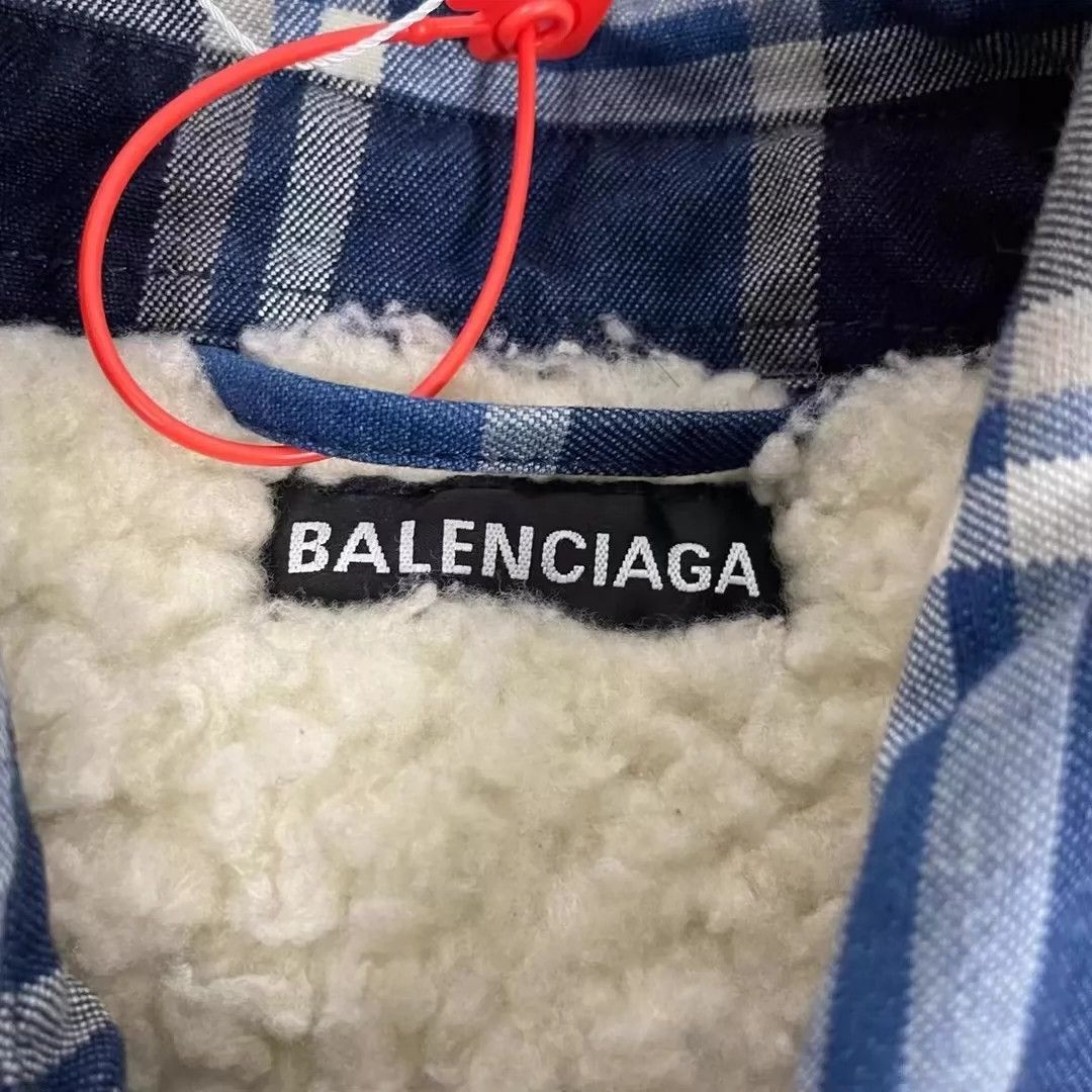 Balenciaga Balenciaga silhouette lamb wool blue checkered jacket Size US M / EU 48-50 / 2 - 3 Thumbnail