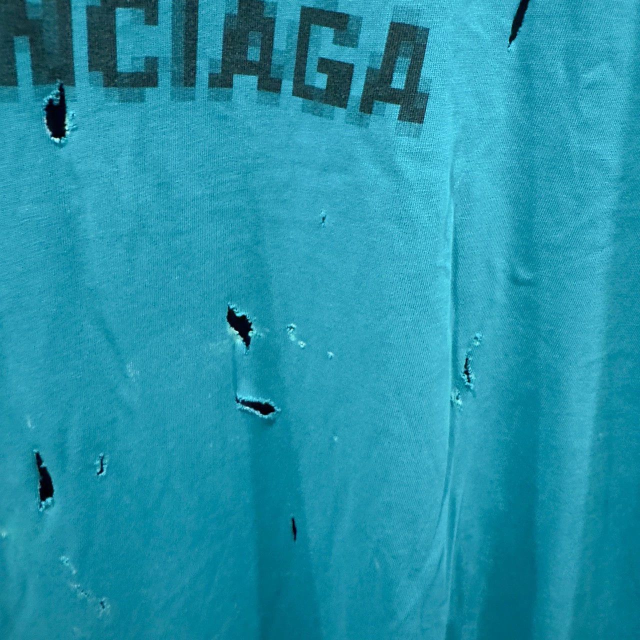 Balenciaga Balenciaga Lake Green Mosaic Hole Short Sleeve Size US M / EU 48-50 / 2 - 6 Thumbnail