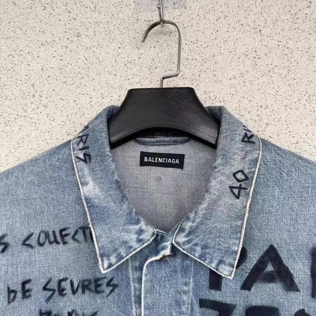 Balenciaga Balenciaga Blue Graffiti Cowboy Coat Size US L / EU 52-54 / 3 - 2 Thumbnail