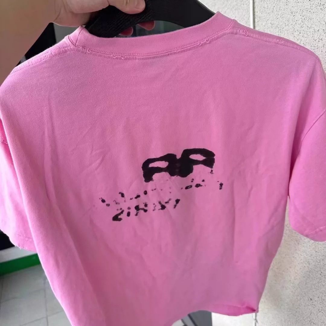 Balenciaga Balenciaga new pink double-B splashed graffiti short sleeved shirt Size US L / EU 52-54 / 3 - 6 Thumbnail