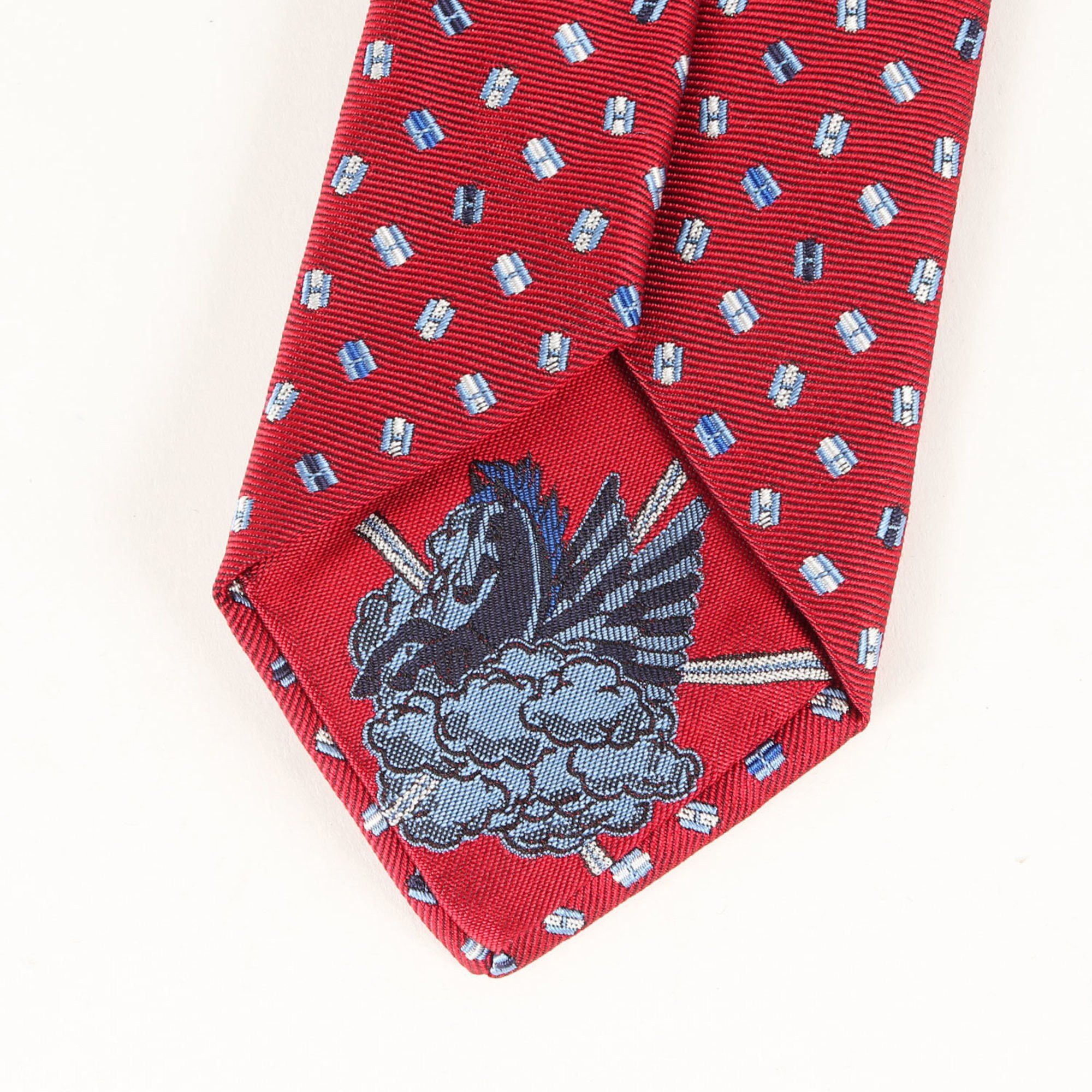 Hermes HERMES H Pegasus Silk Necktie, Burgundy, Luxury, Men's Size ONE SIZE - 4 Thumbnail