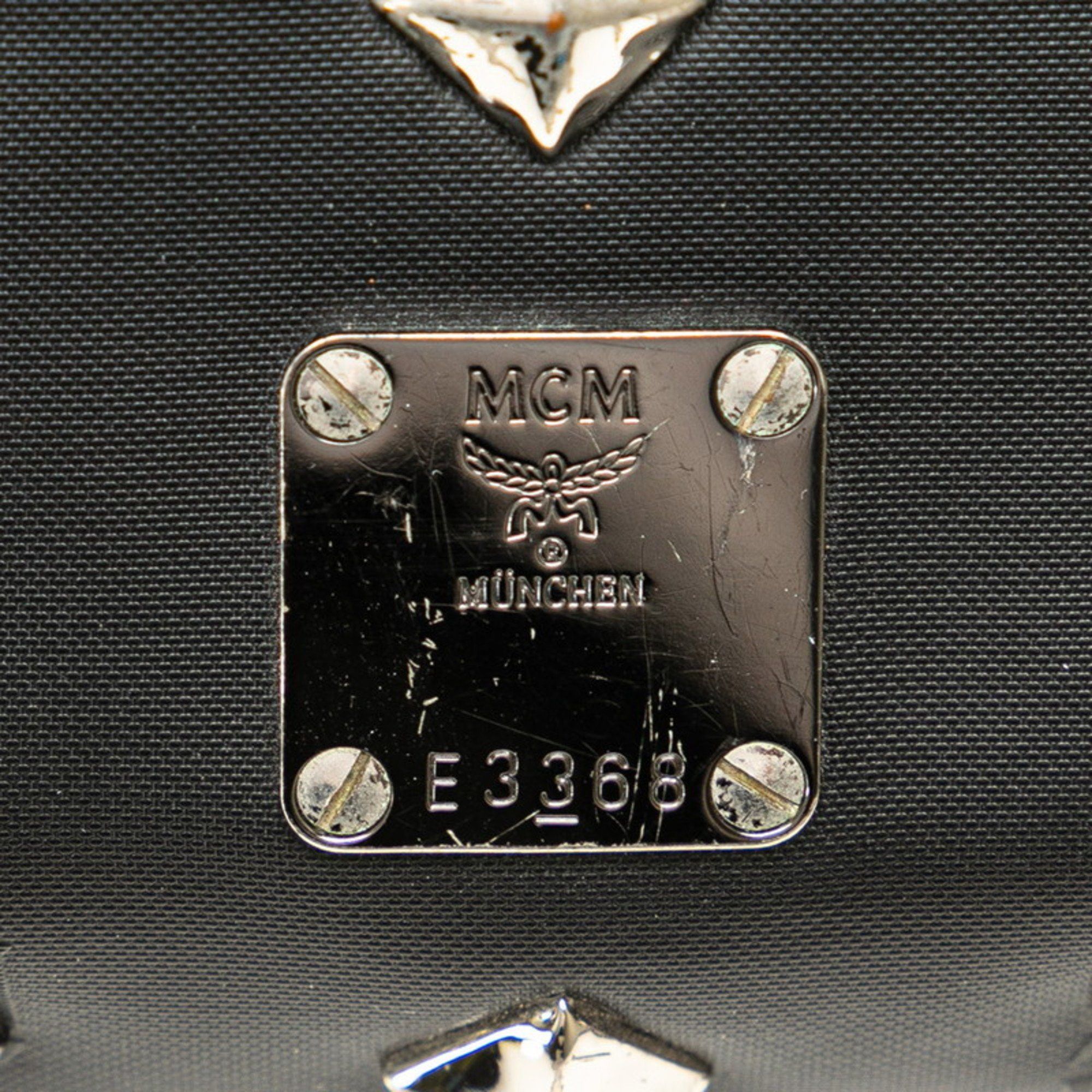 MCM MCM Visetos Glam Studs Clutch Bag Second Black Silver PVC Leather Women's Size ONE SIZE - 8 Thumbnail
